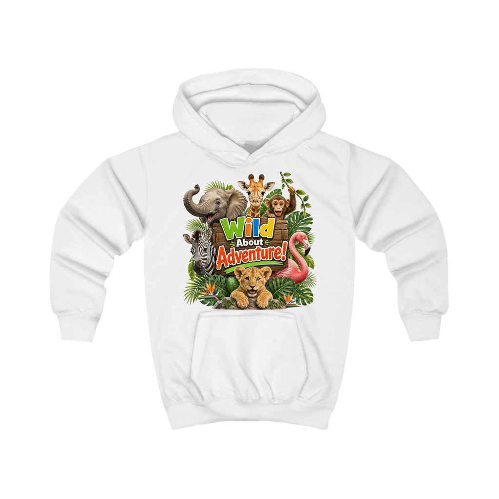 Kids Hoodie - "Wild About Adventure" Cute Jungle Animal Graphic Hoodie for Boys & Girls