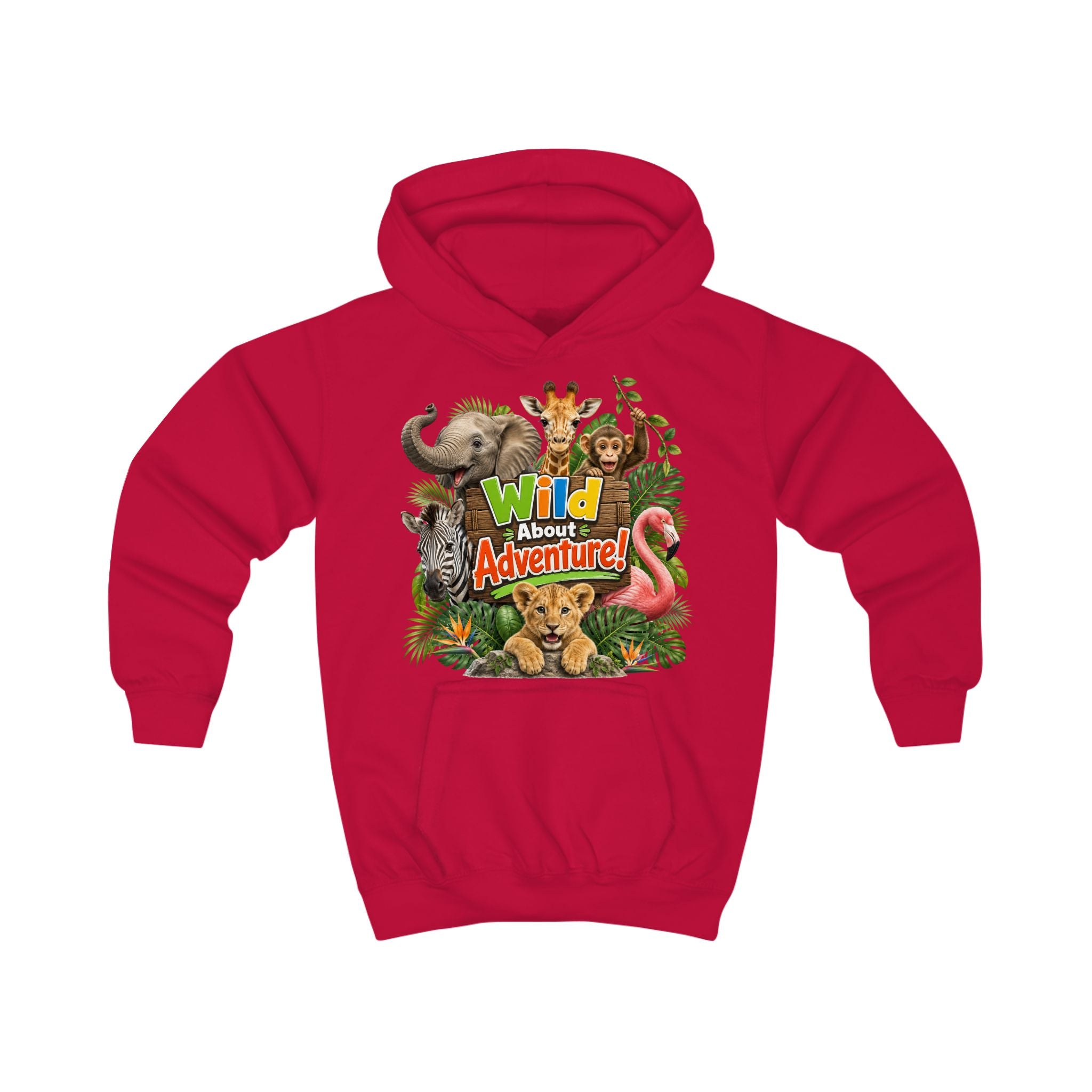 Kids Hoodie - "Wild About Adventure" Cute Jungle Animal Graphic Hoodie for Boys & Girls