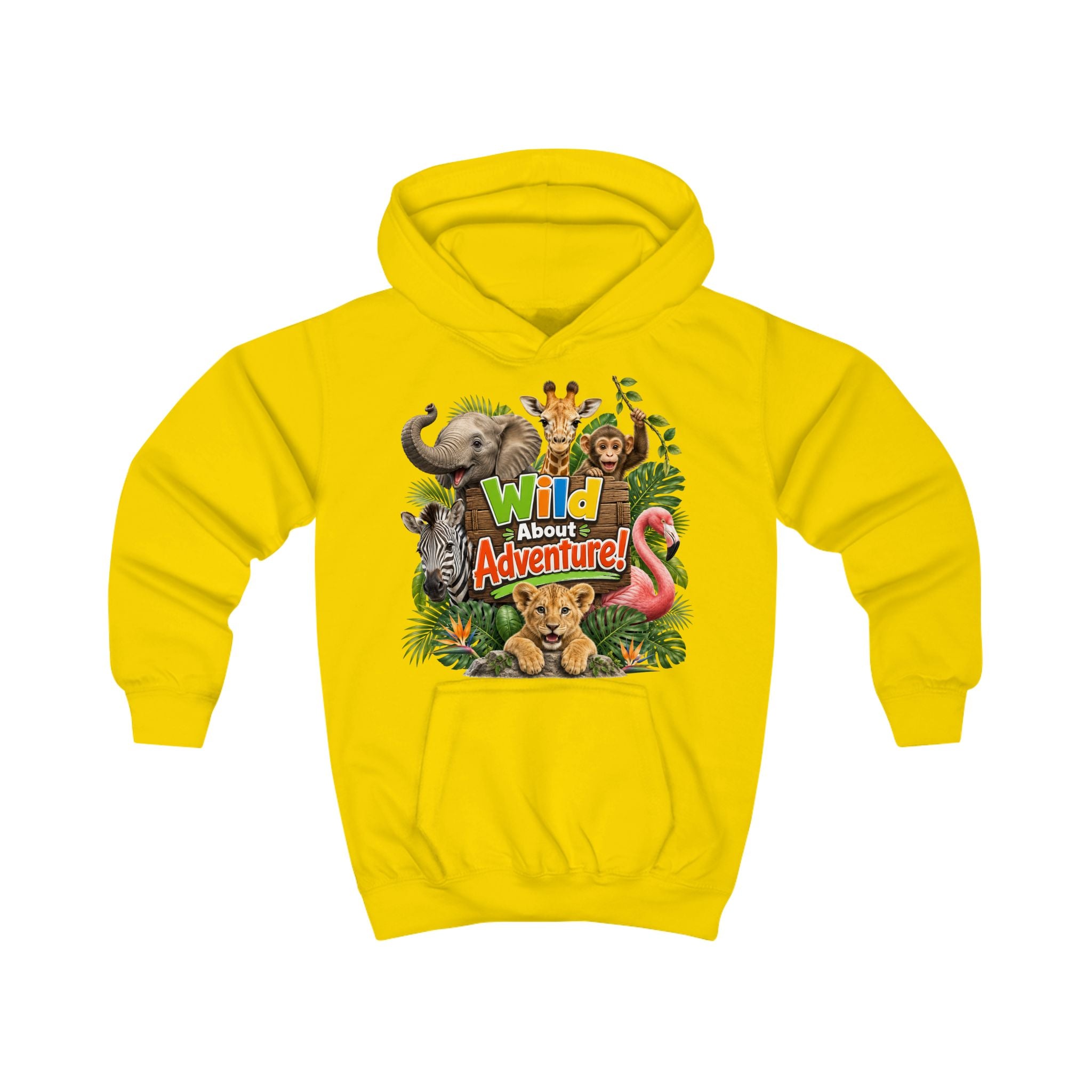 Kids Hoodie - "Wild About Adventure" Cute Jungle Animal Graphic Hoodie for Boys & Girls