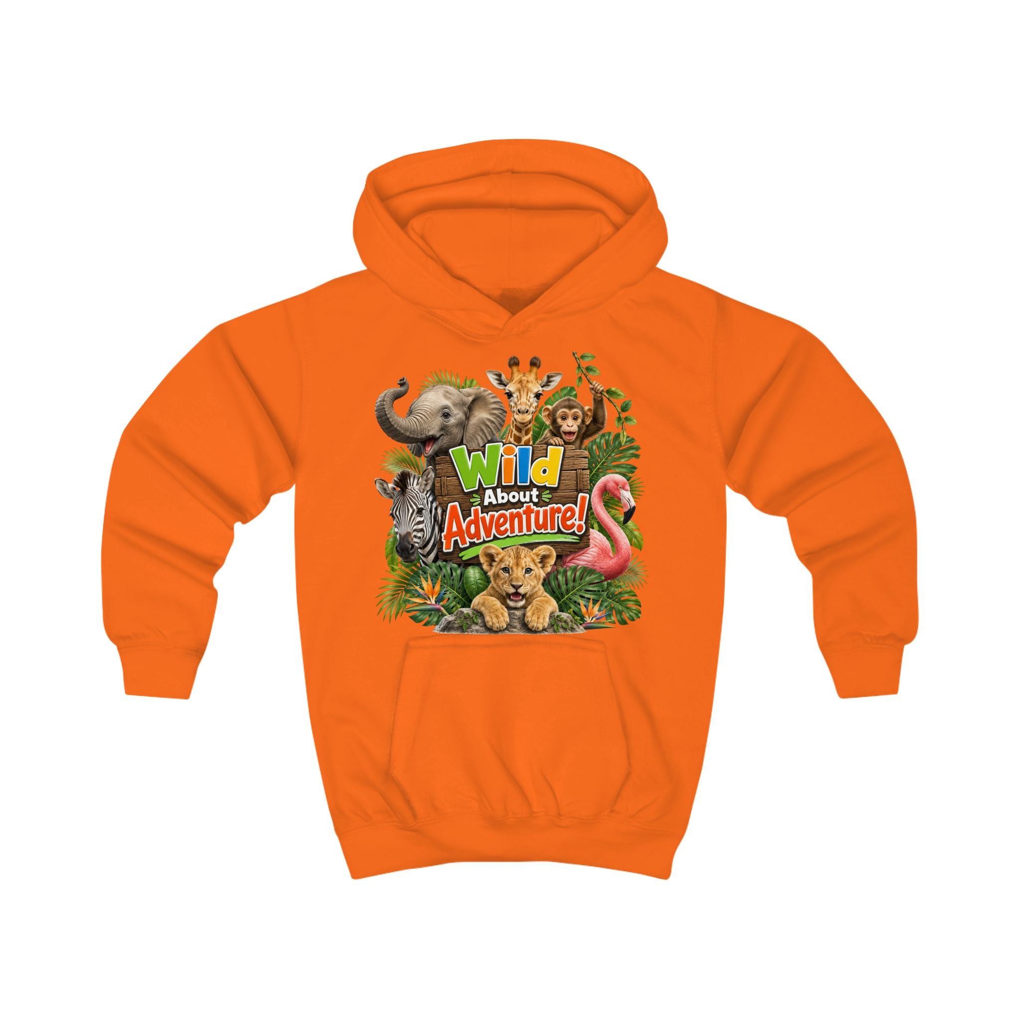 Kids Hoodie - "Wild About Adventure" Cute Jungle Animal Graphic Hoodie for Boys & Girls