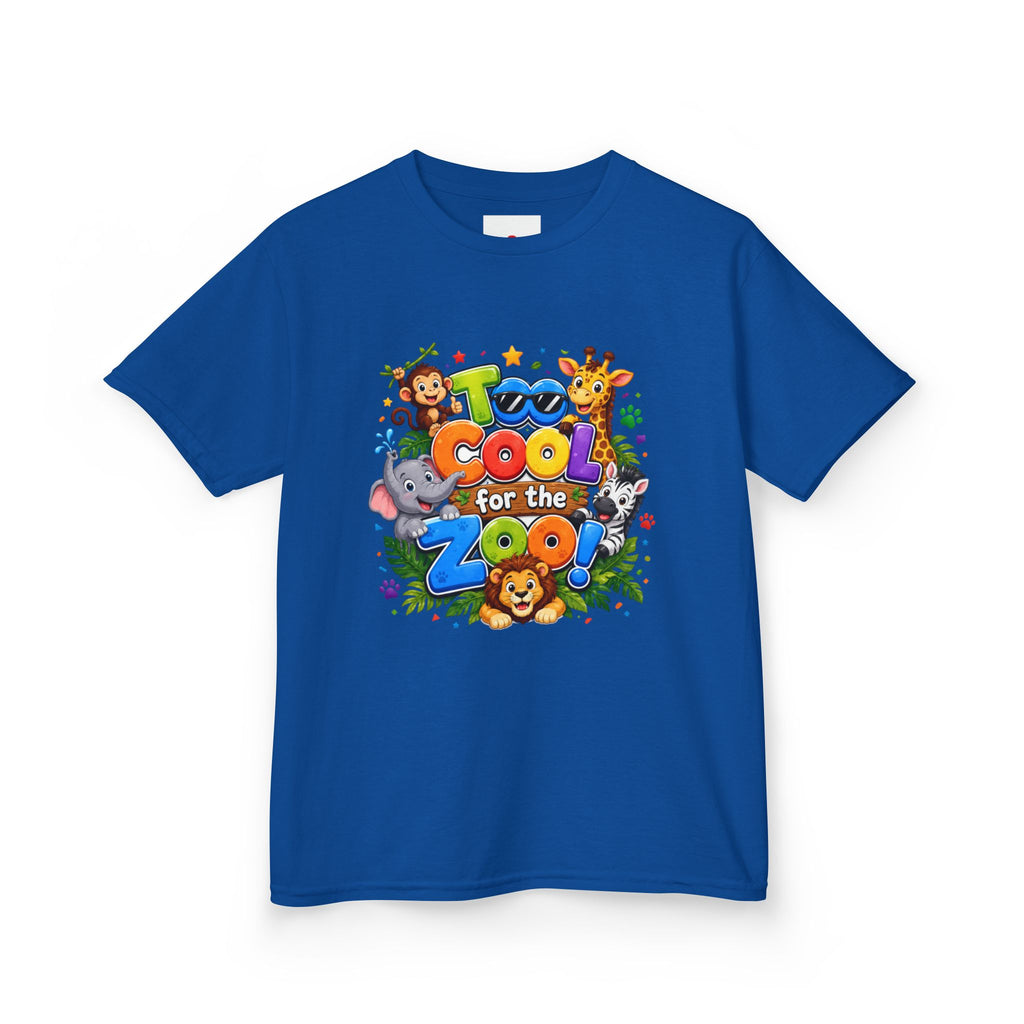 Kids Tee — "Too Cool for the Zoo" Colorful Animal Graphic