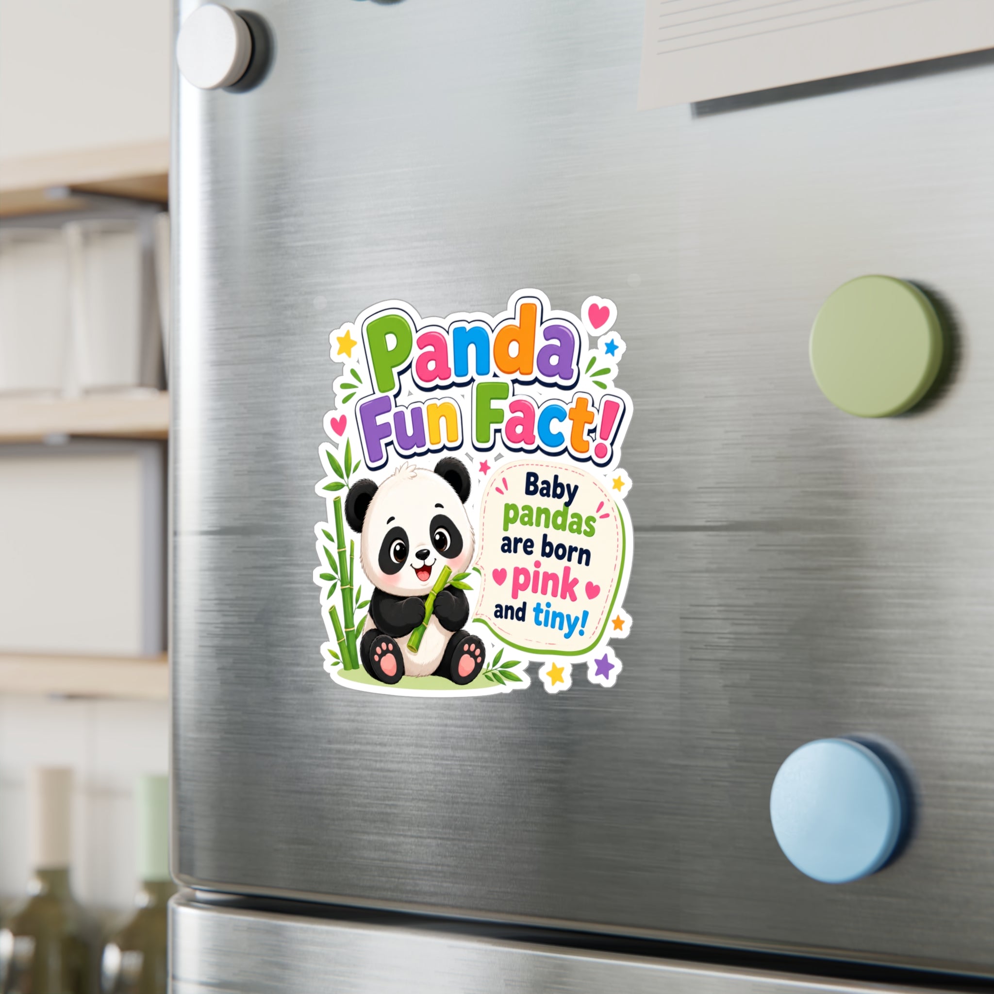 Panda Fun Fact! Kiss-Cut Vinyl Sticker — Cute Baby Panda Design