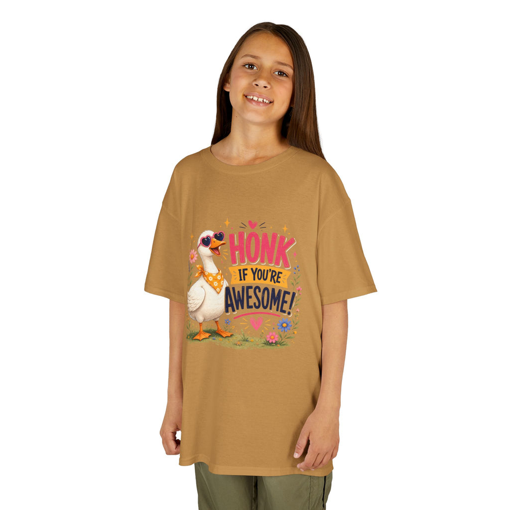 Kids Tee — "Honk If You're Awesome!" Cute Goose Graphic Shirt