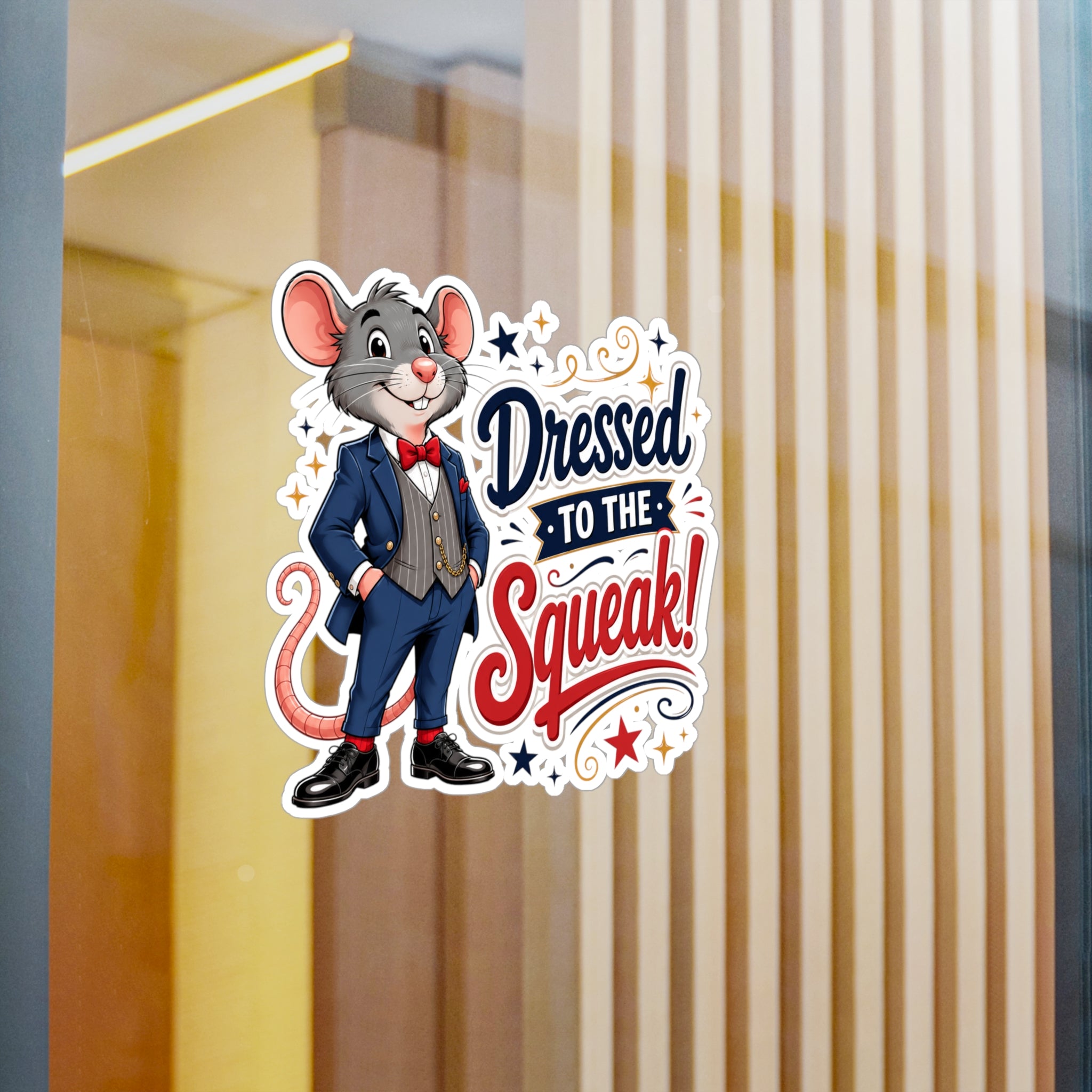 Dressed to the Squeak! Mouse Vinyl Sticker — Cute Dapper Character Kiss-Cut Decal