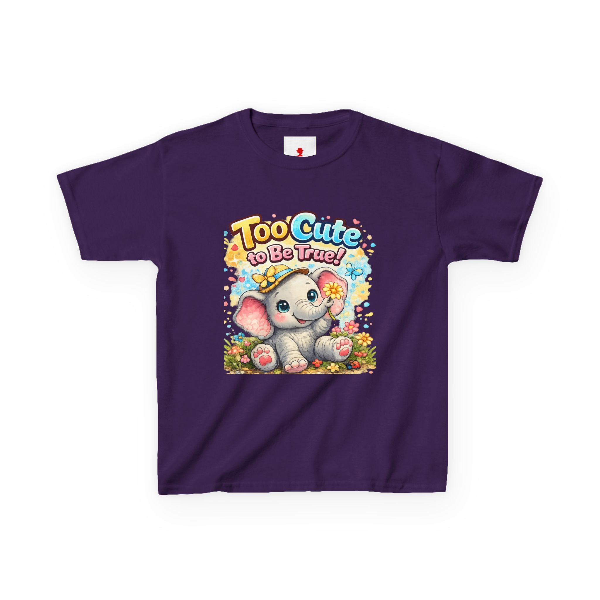 Kids Tee — "Too Cute to Be True" Elephant Graphic