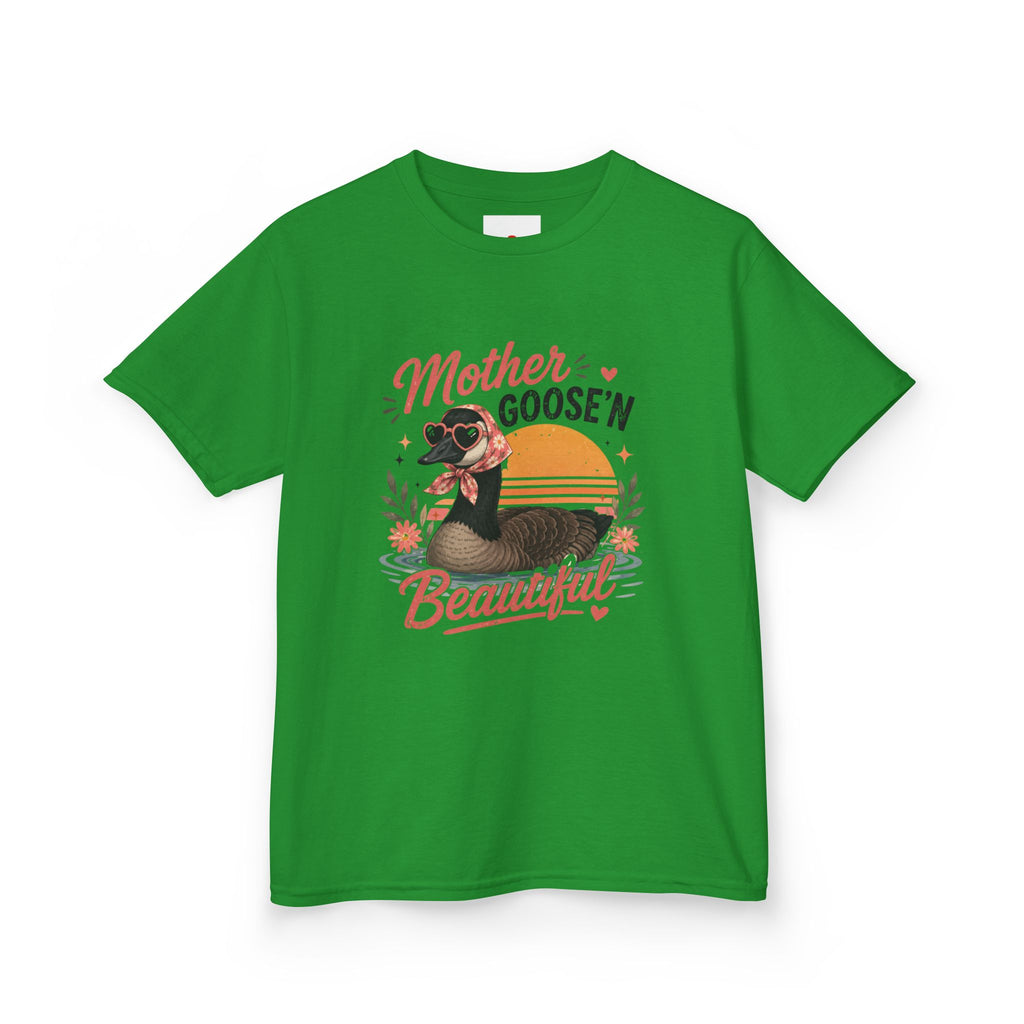Kids Tee — "Mother Goose'n Beautiful" Cute Vintage Goose Graphic