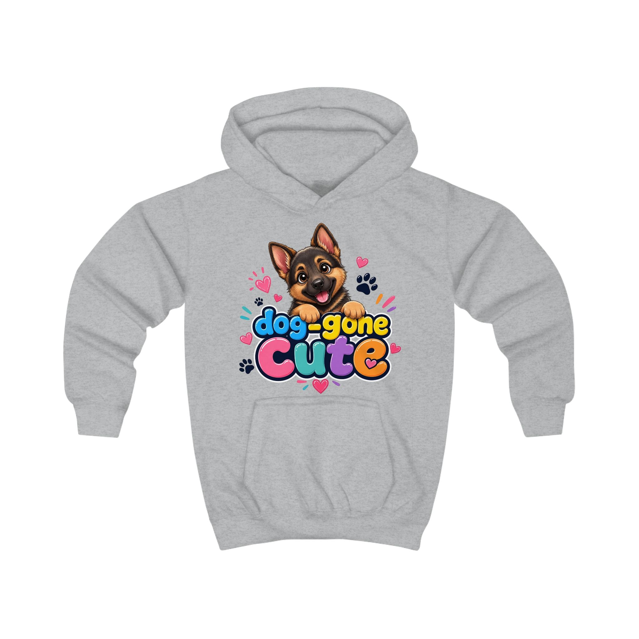 Dog-Gone Cute Kids Hoodie — Playful German Shepherd Paw Print Design