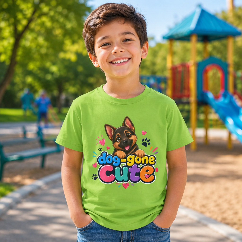 Kids T-Shirt — "Dog-Gone Cute" German Shepherd Puppy Tee