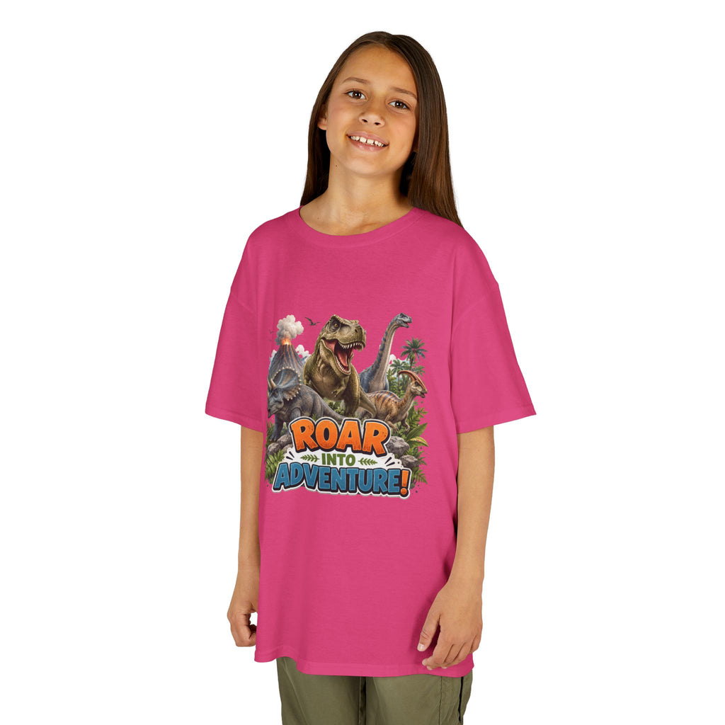 Kids Dinosaur Tee - "Roar Into Adventure" Graphic Shirt for Boys & Girls