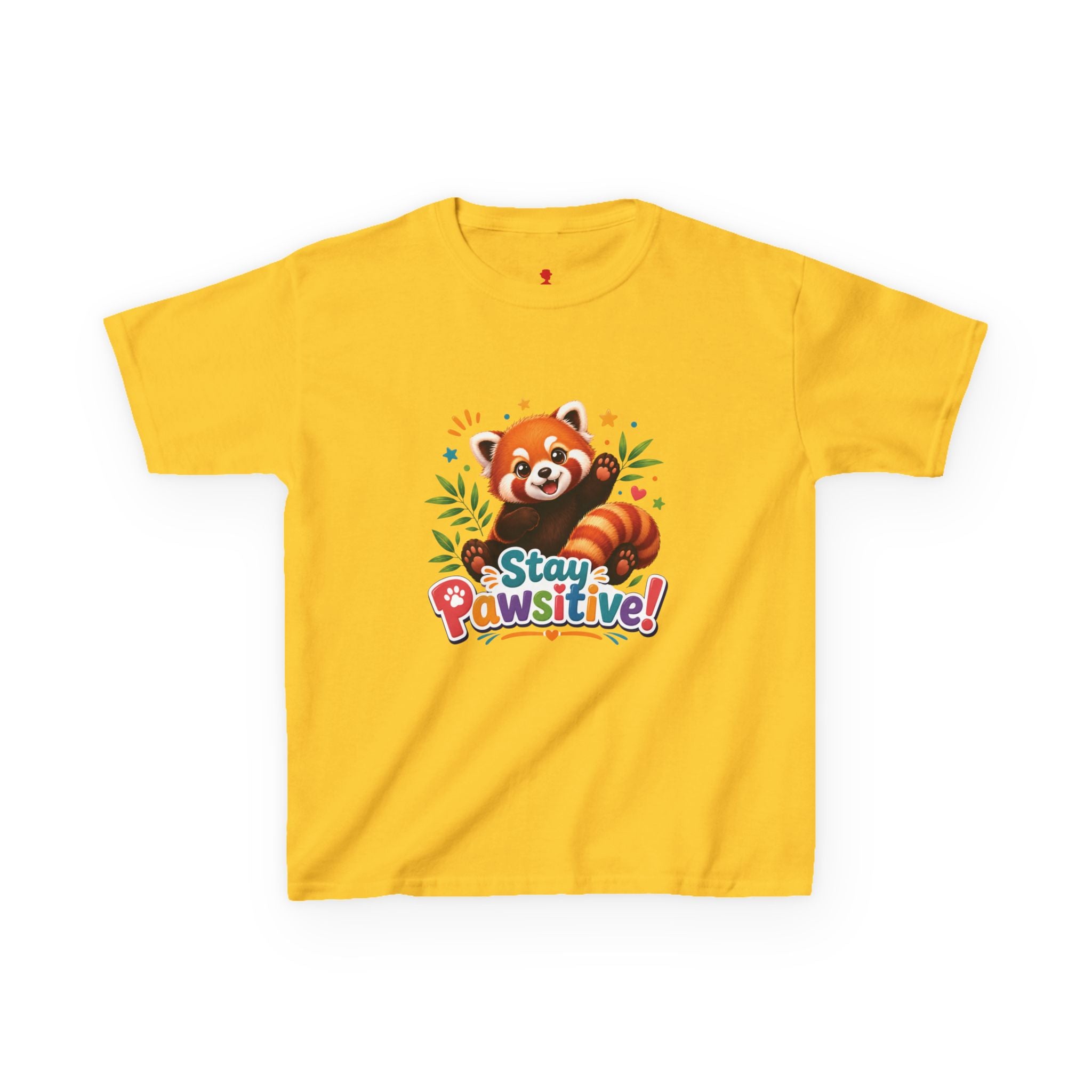 Stay Pawsitive Red Panda Kids Tee | Cute Animal Positive Message