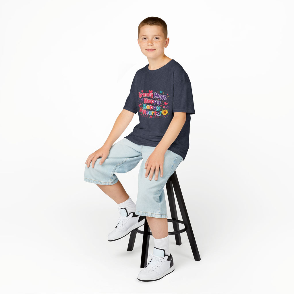 Granny Hugs Happy Hearts Kids Tee | Colorful Floral Kids Shirt