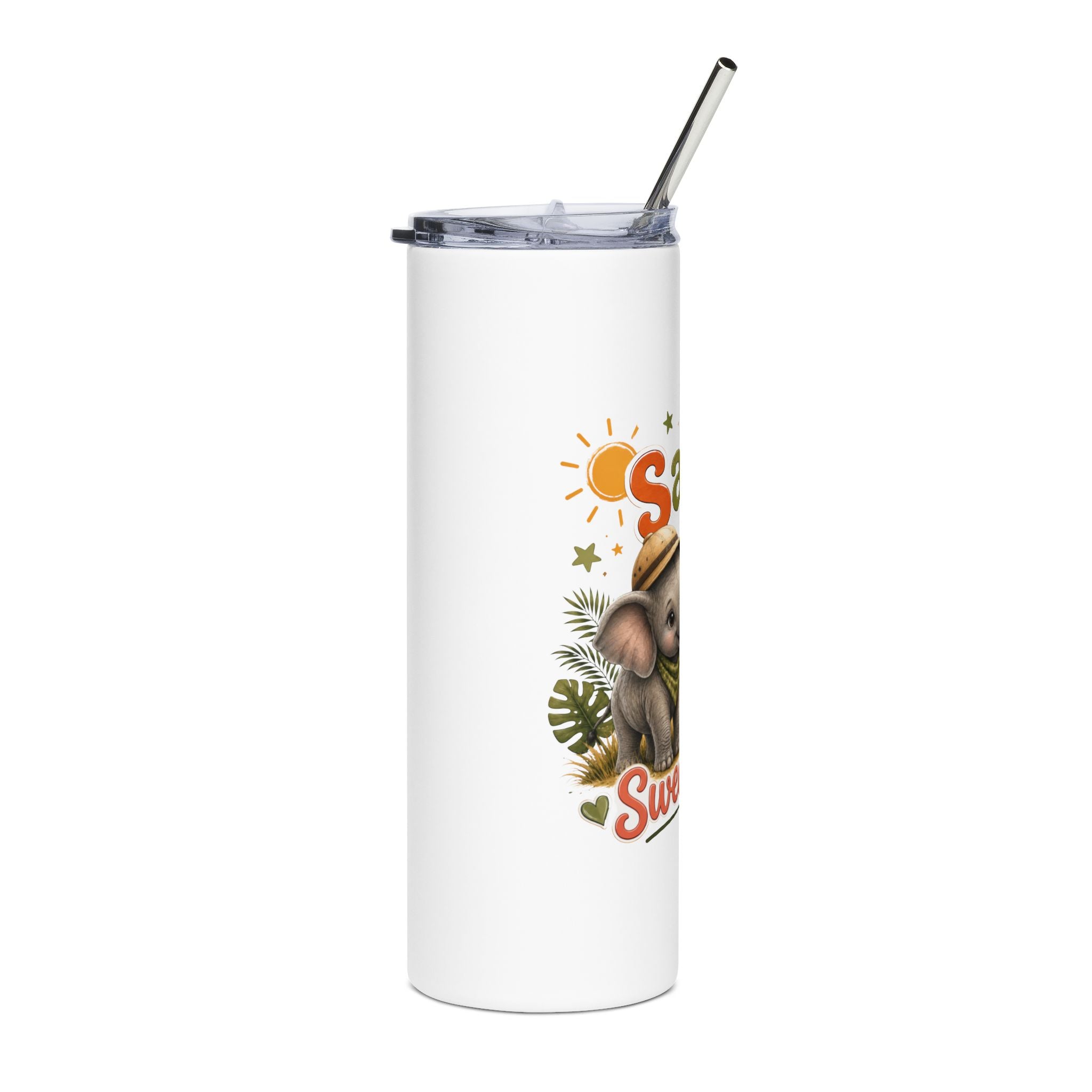 Safari Sweetheart 20oz Stainless Steel Tumbler — Cute Elephant Couple Travel Cup