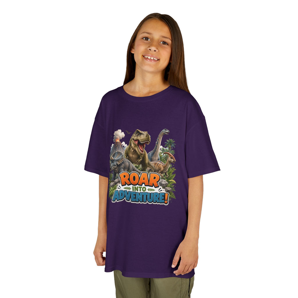 Kids Dinosaur Tee - "Roar Into Adventure" Graphic Shirt for Boys & Girls