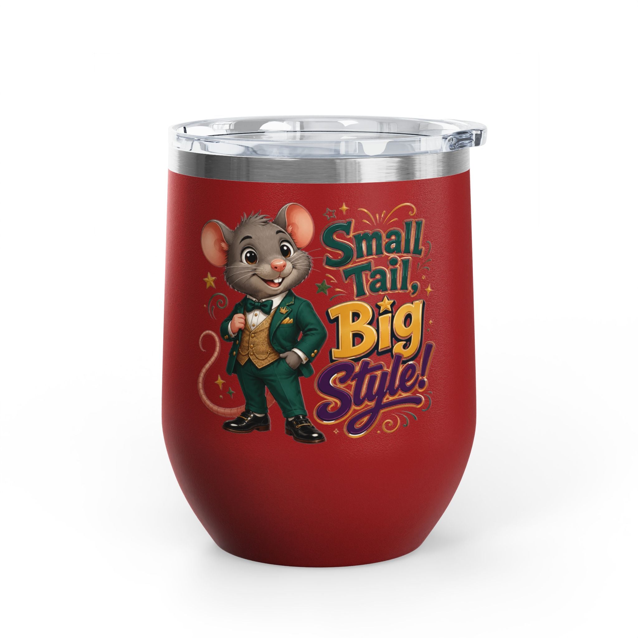 "Small Tail, Big Style!" Cute Mouse 12oz Insulated Cup
