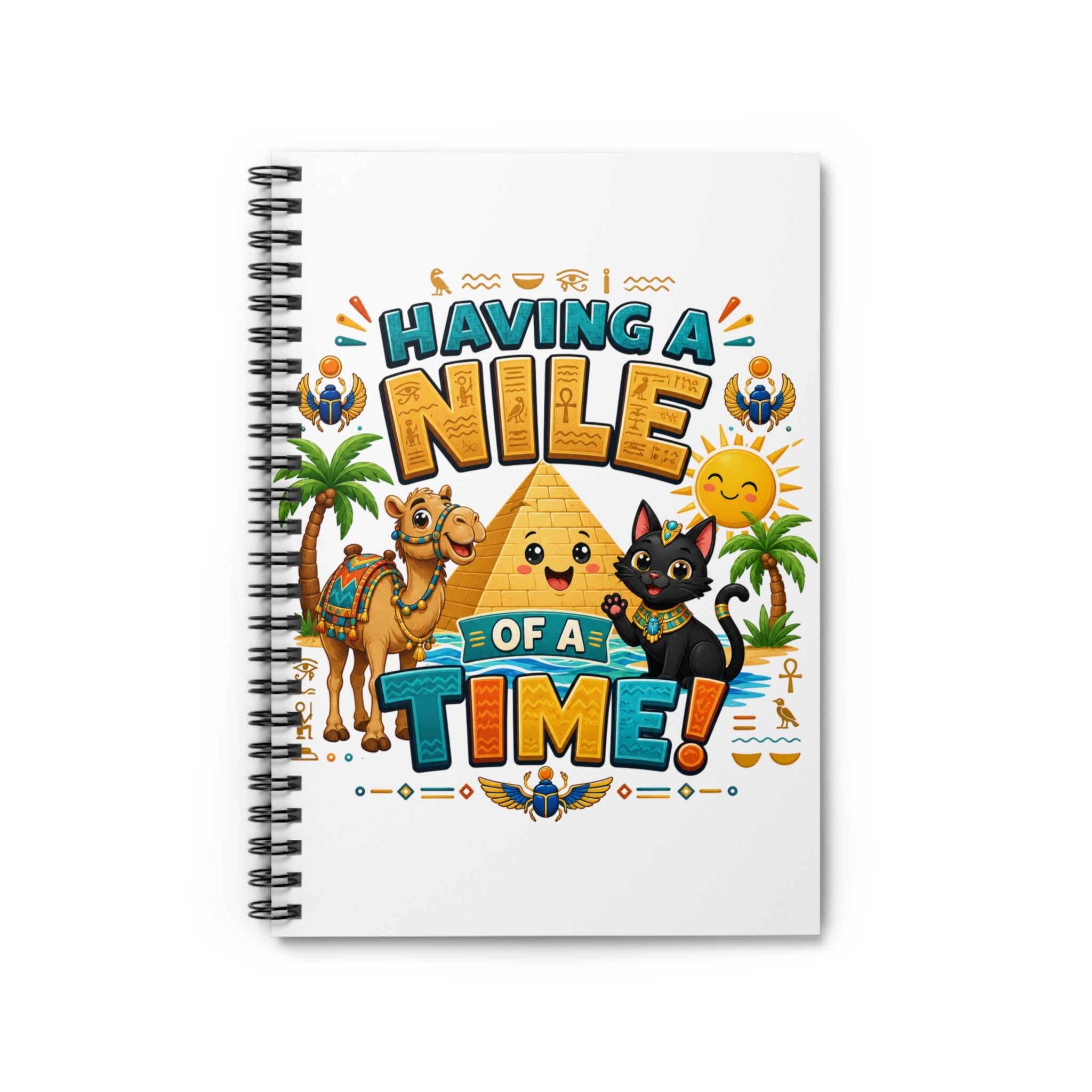 Having a Nile of a Time Spiral Notebook | Egyptian Pyramid Cat Camel Design