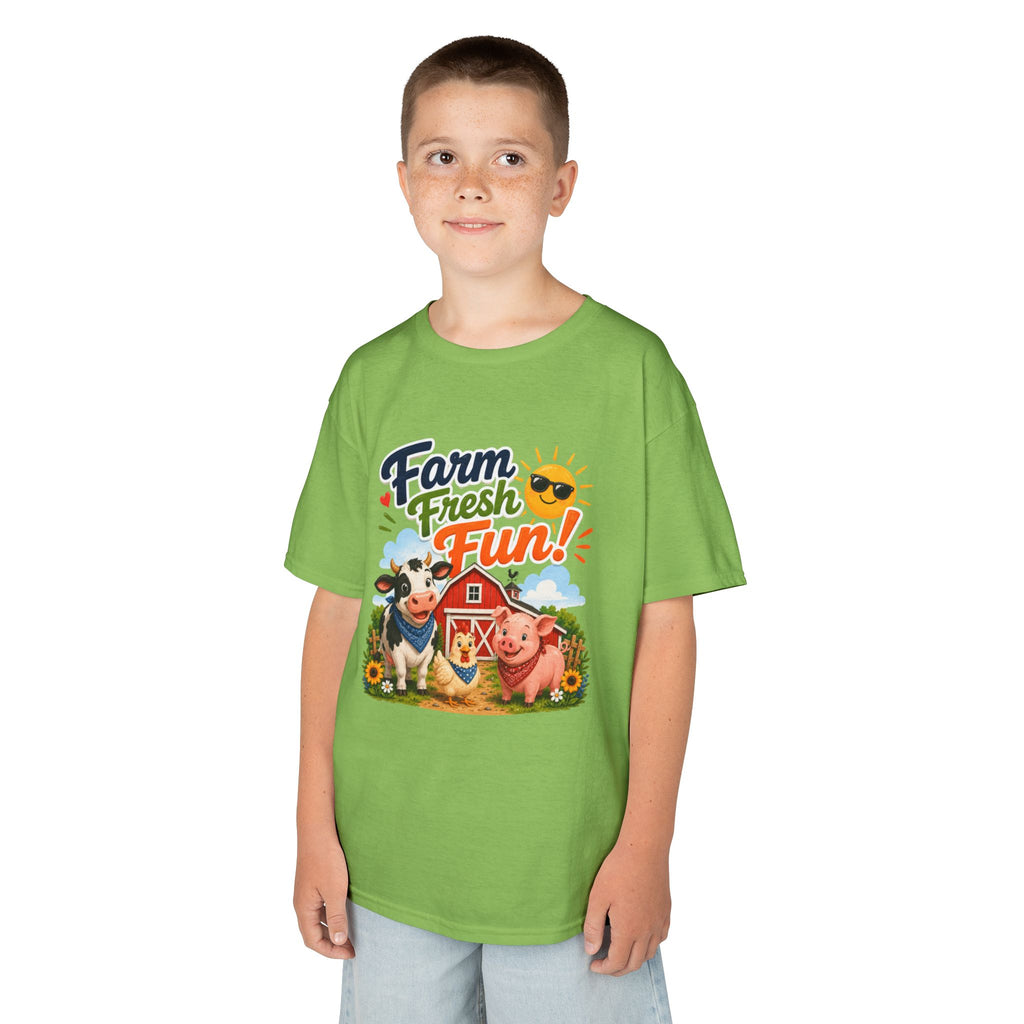 Kids Farm T-Shirt — "Farm Fresh Fun!" Cute Cow & Pig Toddler Tee
