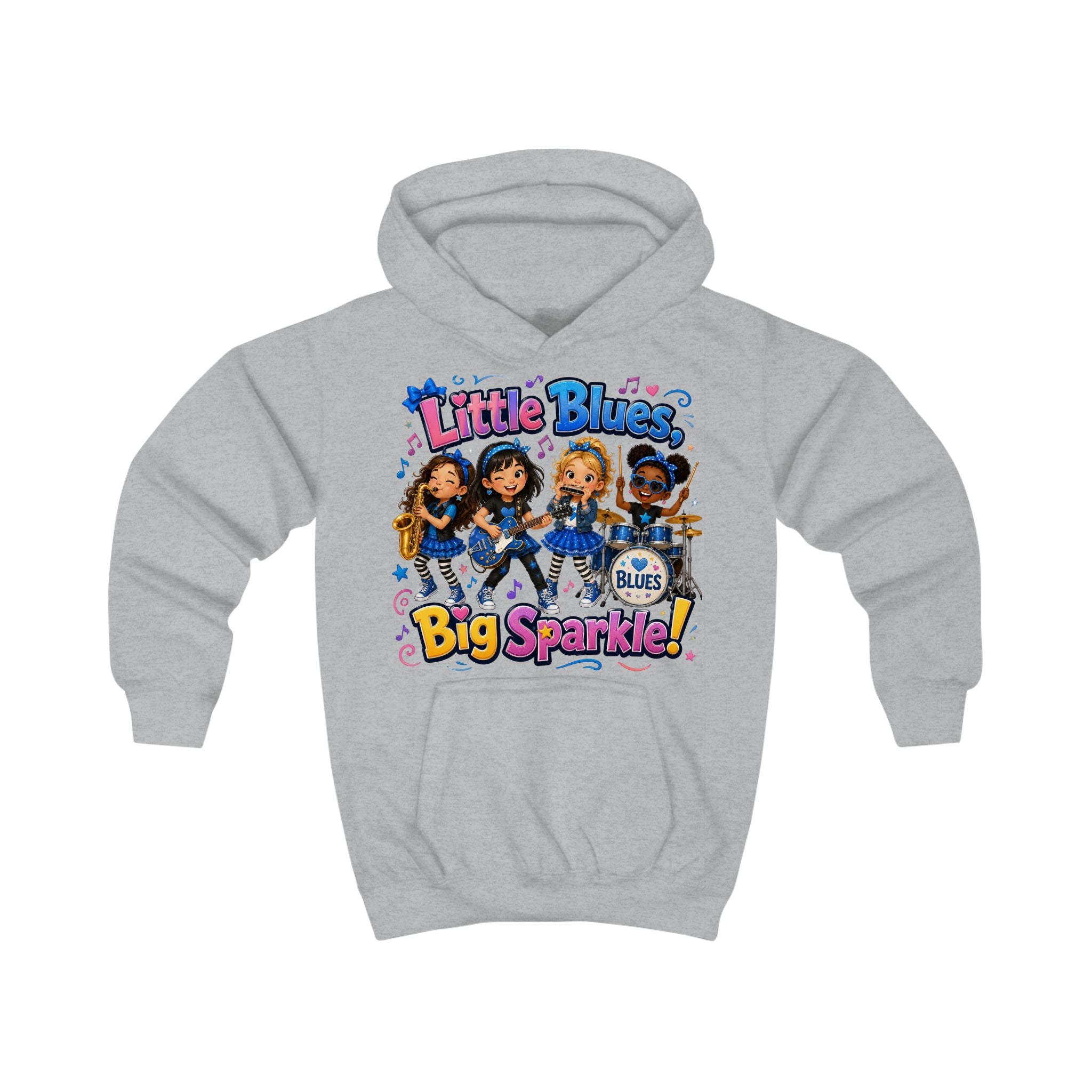 Little Blues Big Sparkle Kids Hoodie — Cute Girls Band Music Pullover