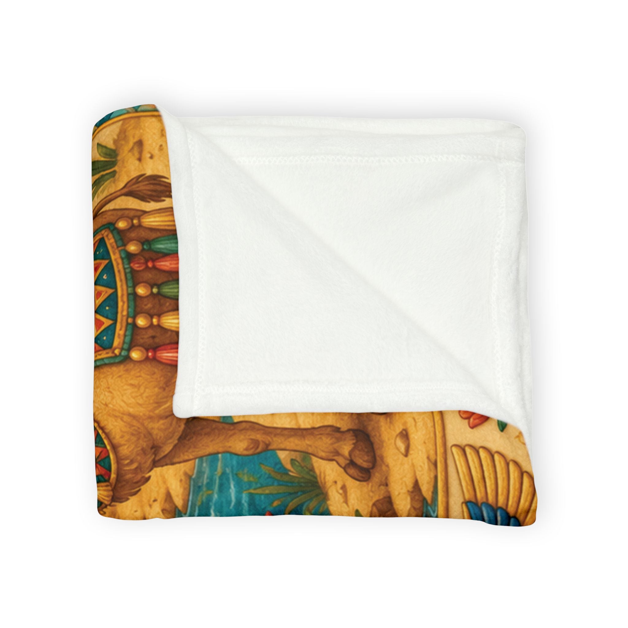 Egyptian Cat and Camel Blanket | Pyramid Sun Retro Egyptian Illustration