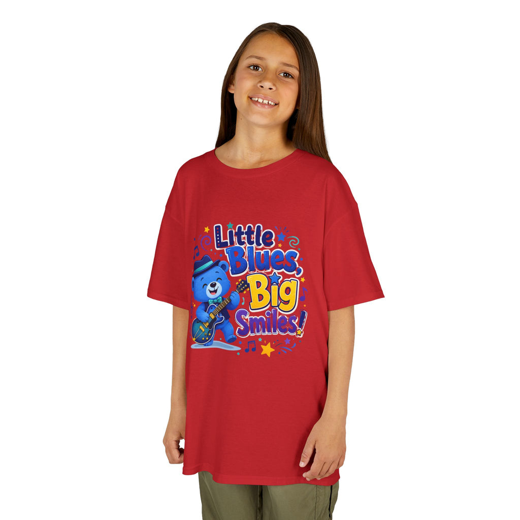 Kids Tee — "Little Blues, Big Smiles!" Guitar-Bear Graphic