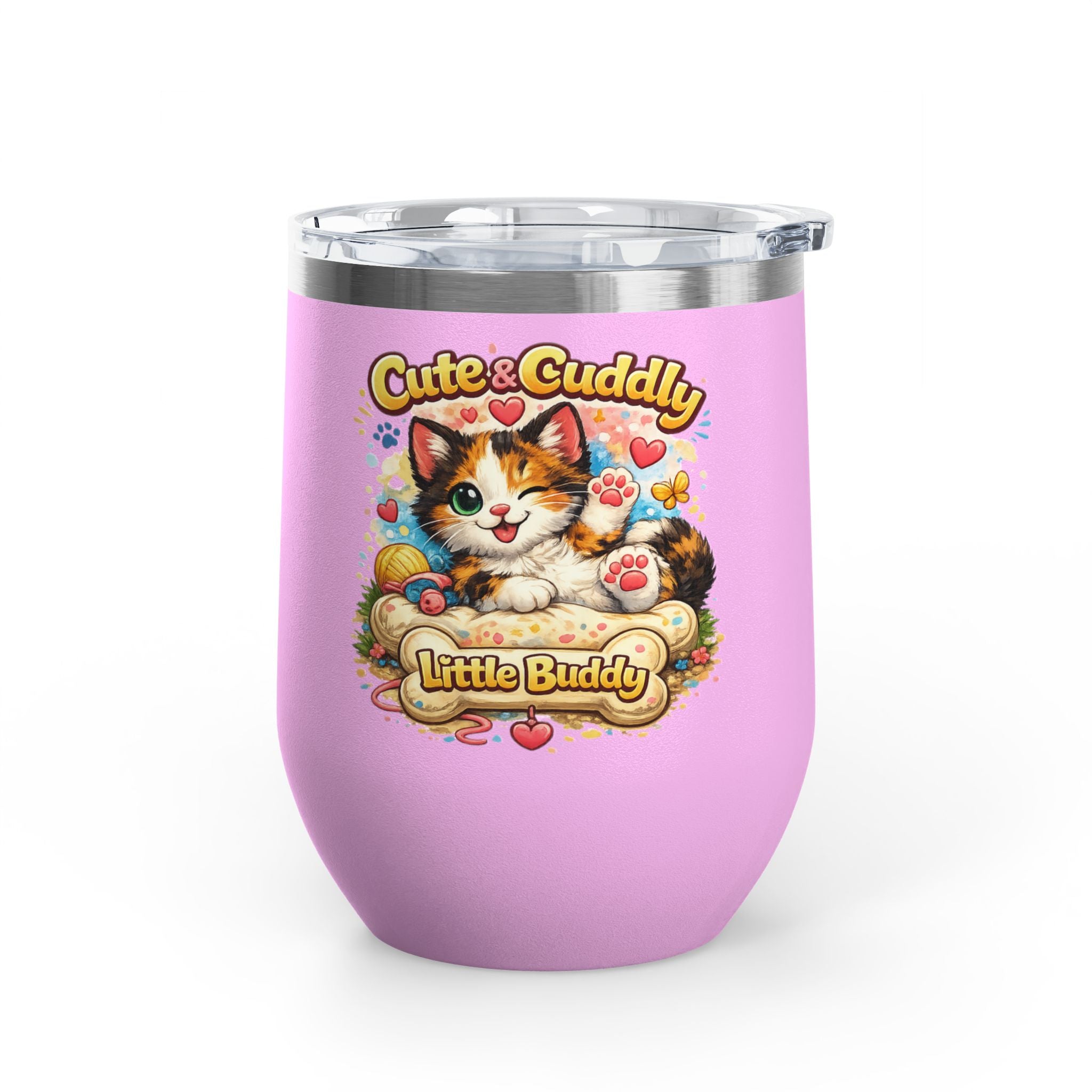 Cute & Cuddly Little Buddy Cat Tumbler — 12oz Insulated Stainless Steel