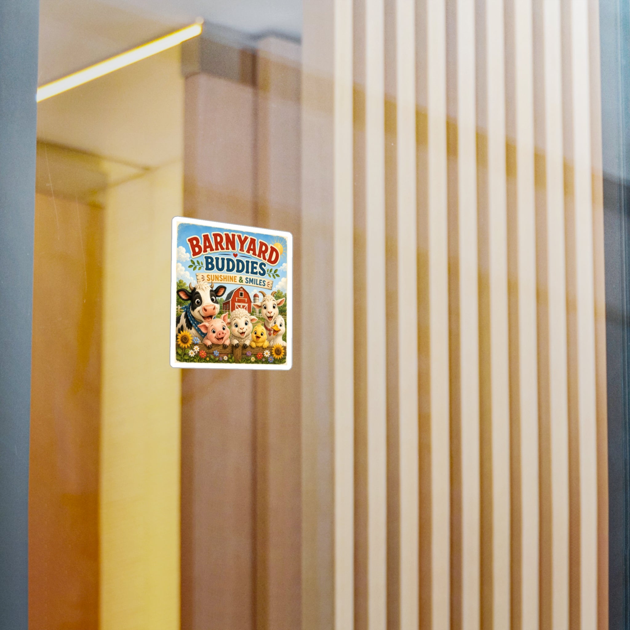 Barnyard Buddies Vinyl Sticker — 'Sunshine & Smiles' Cute Farm Animal Decal