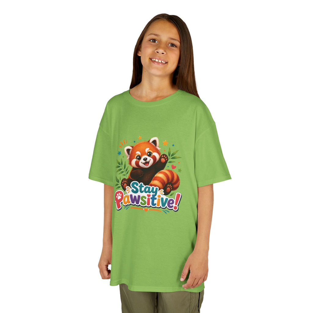 Stay Pawsitive Red Panda Kids Tee | Cute Animal Positive Message