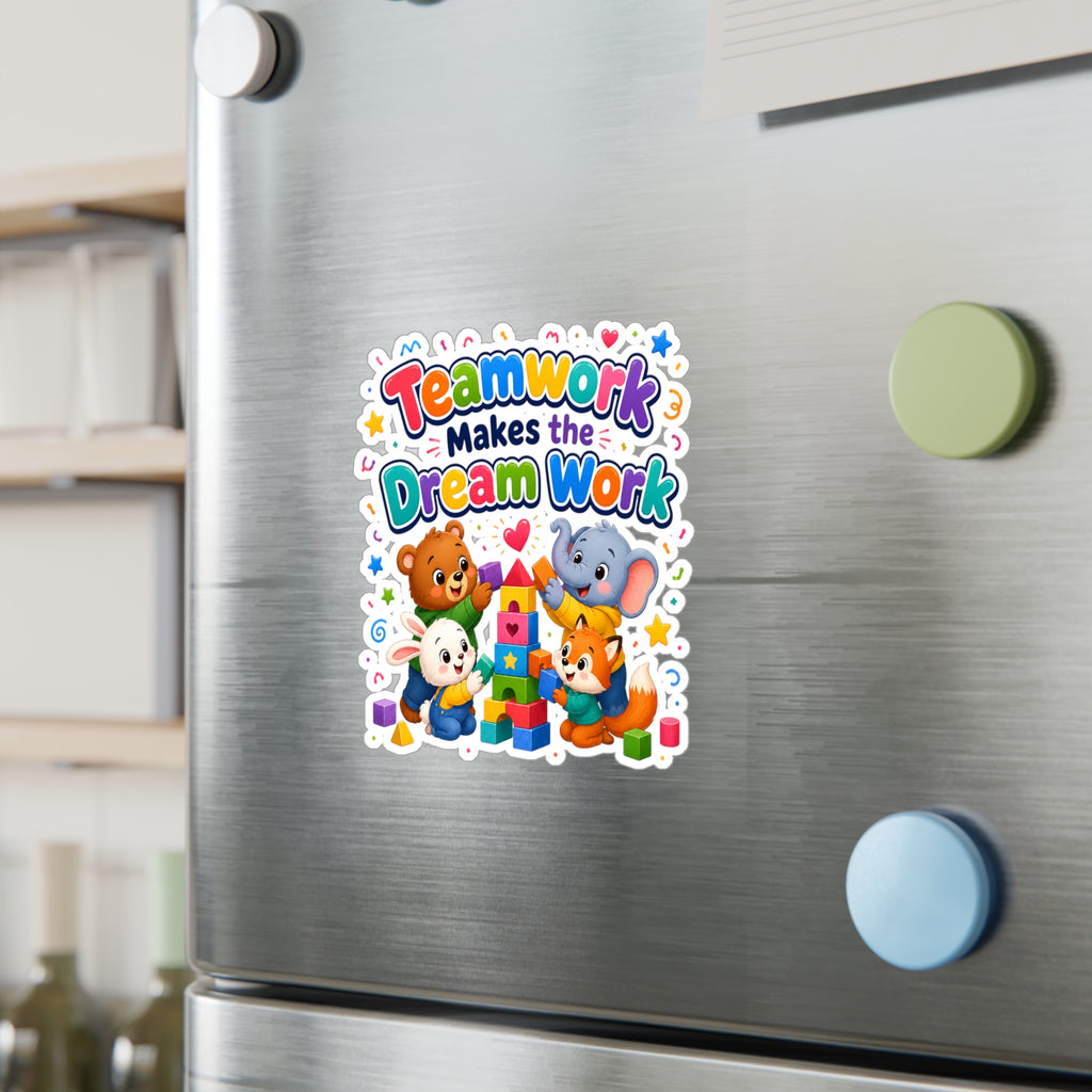 Teamwork Makes the Dream Work Sticker - Cute Kids Animal Vinyl Decal