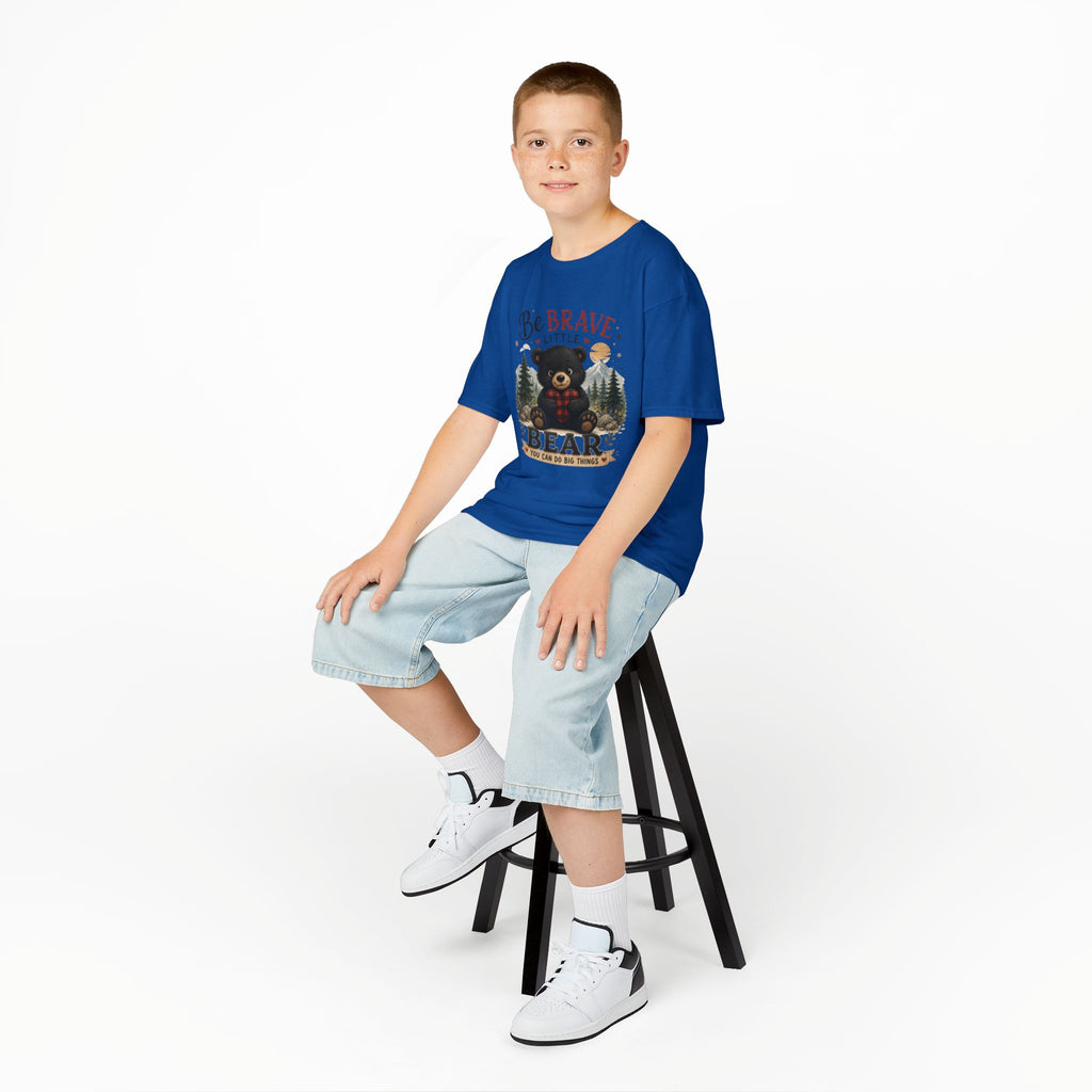 Kids T‑Shirt — "Be Brave Little Bear" Cute Woodland Bear Tee for Children, Inspirational Adventure Gift