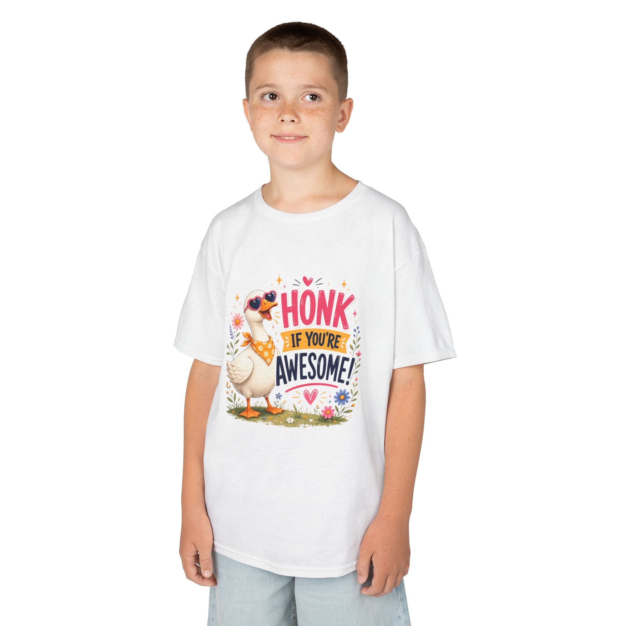 Kids Tee — "Honk If You're Awesome!" Cute Goose Graphic Shirt