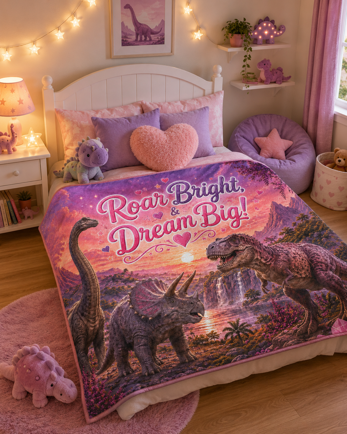 Roar Bright & Dream Big! Dinosaur Blanket