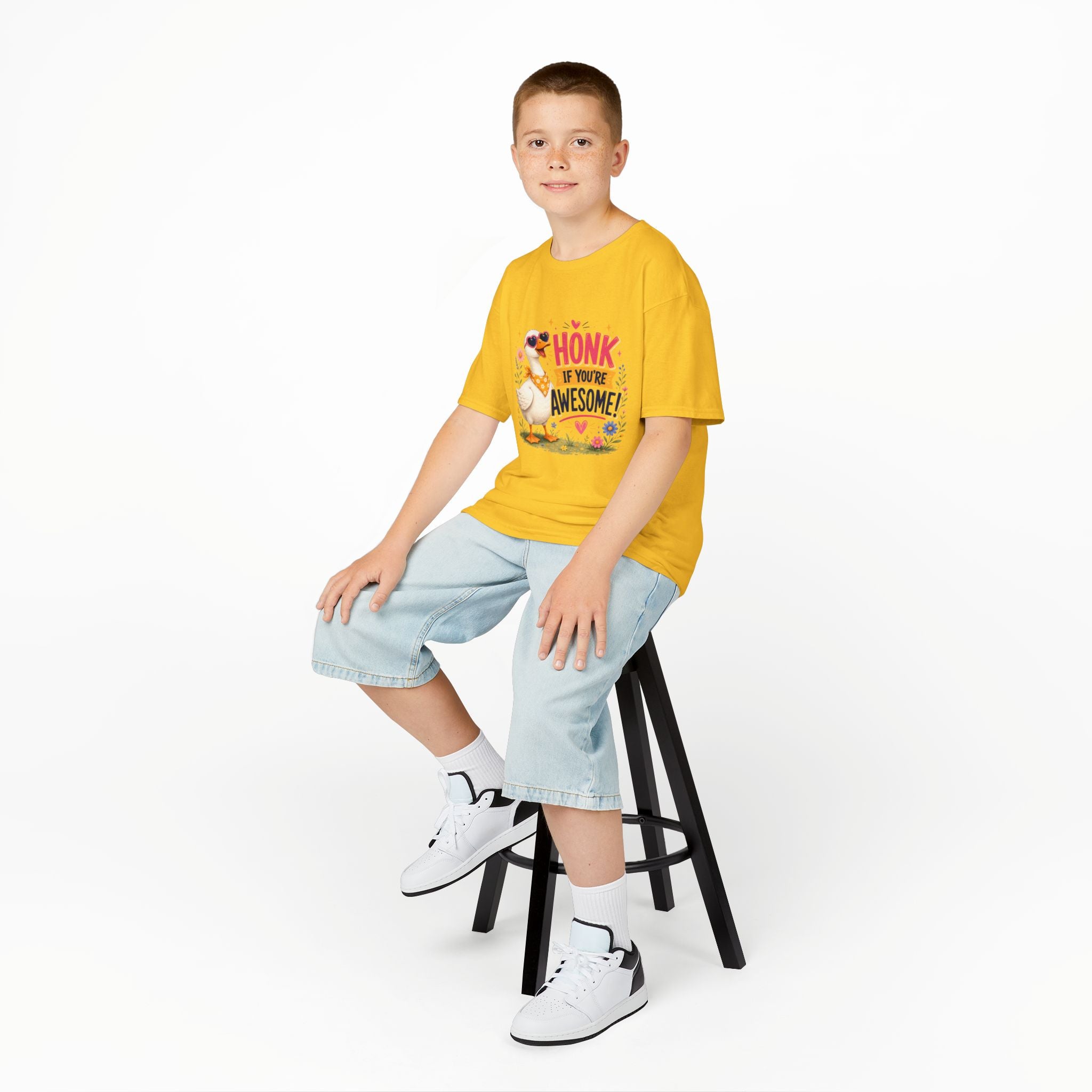 Kids Tee — "Honk If You're Awesome!" Cute Goose Graphic Shirt