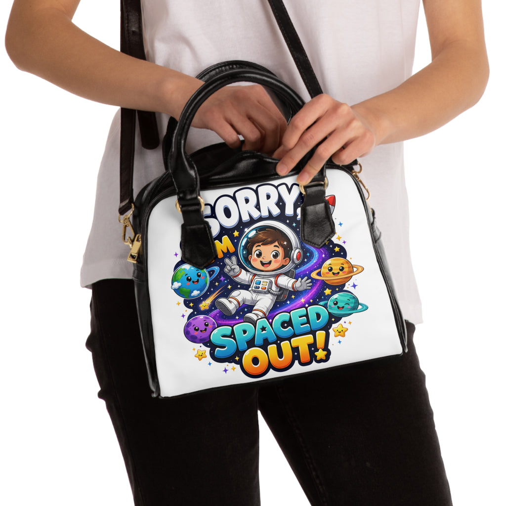 Shoulder Handbag — Cute 'Sorry I’m Spaced Out!' Space Astronaut Cartoon Purse