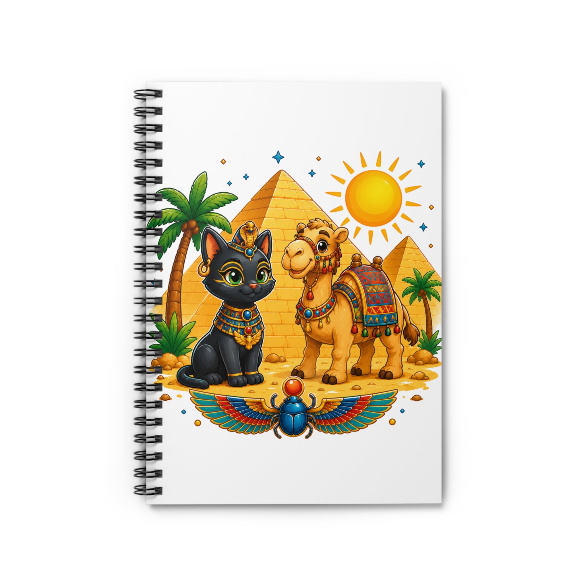 Egyptian Cat and Camel Spiral Notebook | Ruled Journal