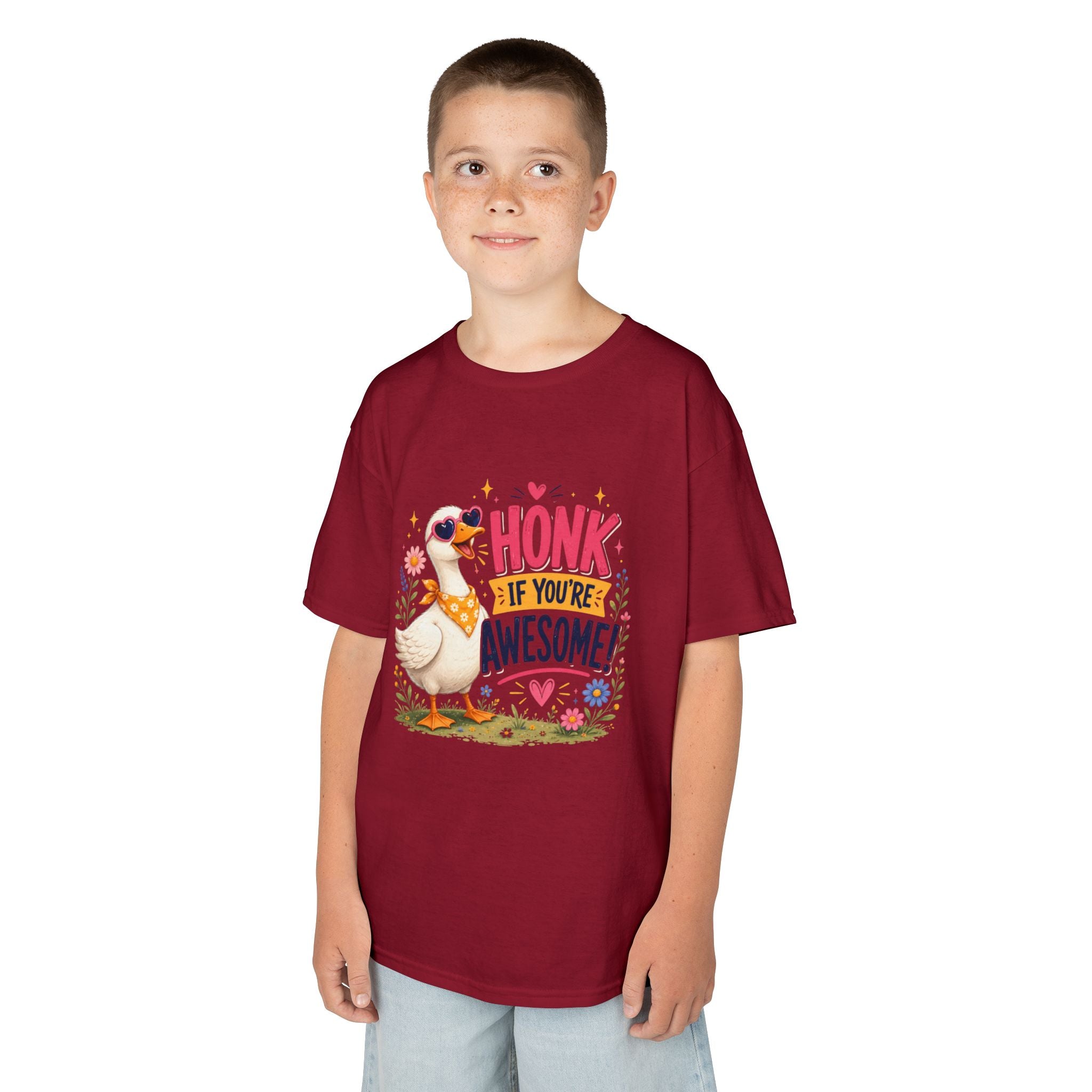 Kids Tee — "Honk If You're Awesome!" Cute Goose Graphic Shirt