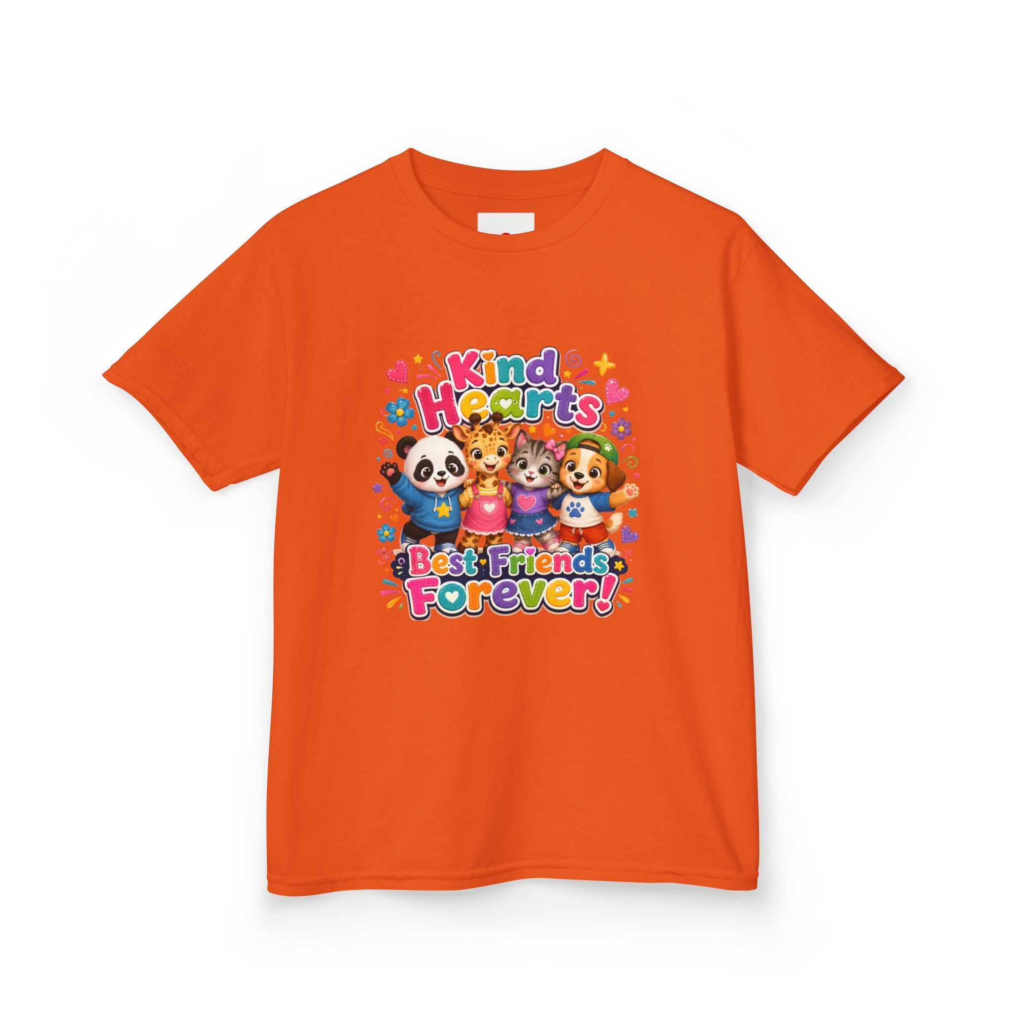 Kids Tee — "Kind Hearts Best Friends Forever" Colorful Cartoon Animals