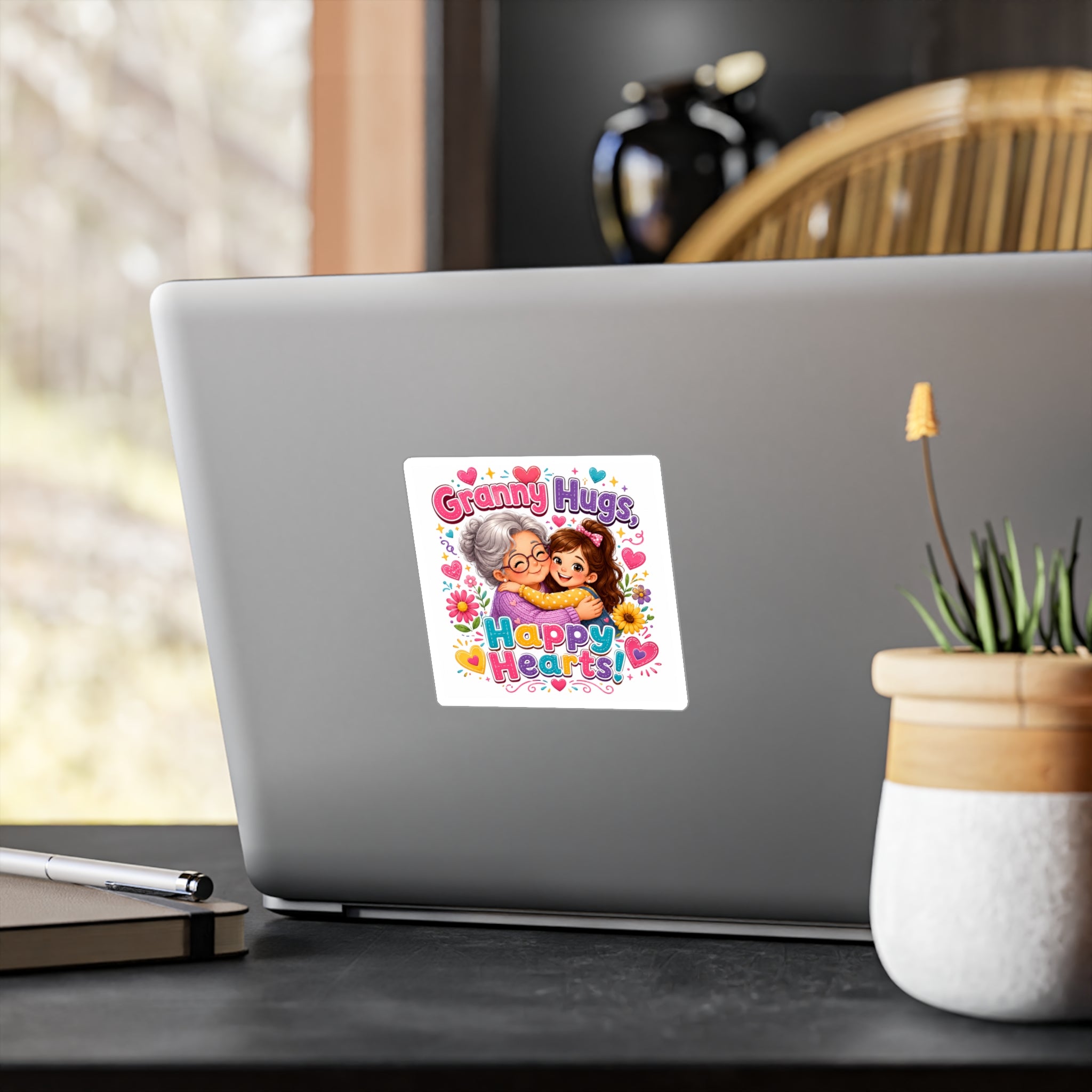 Granny Hugs Happy Hearts Vinyl Decal | Kiss-Cut Sticker