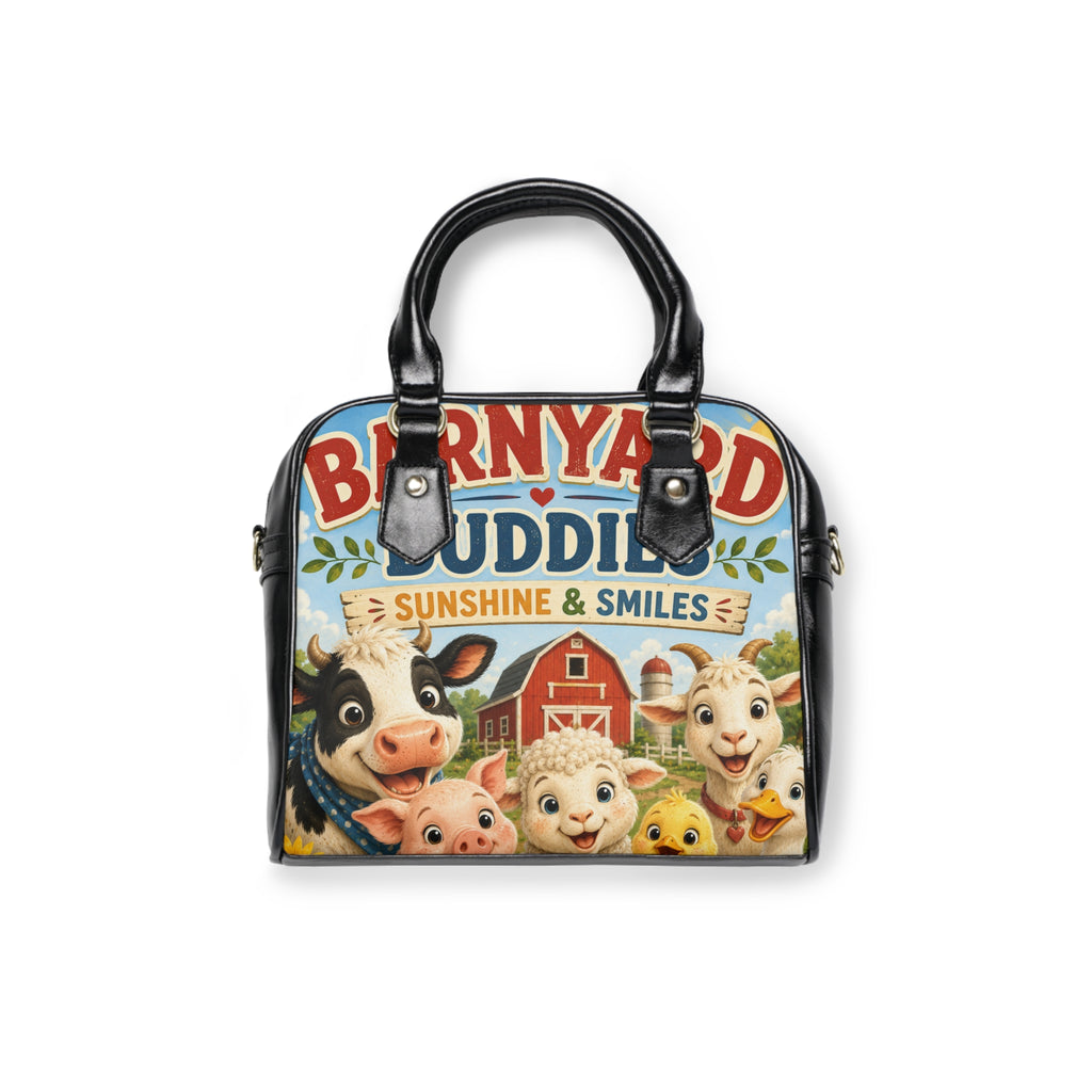 Barnyard Buddies Shoulder Handbag — Cute Farm Animal Tote with 'Sunshine & Smiles' Design