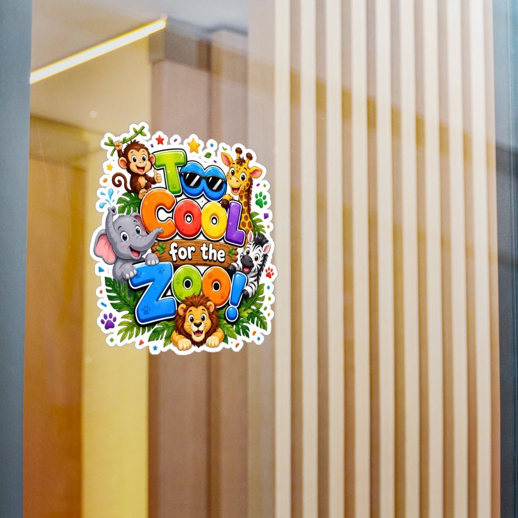 Too Cool for the Zoo! Kids Animal Vinyl Sticker — Kiss-Cut Decal