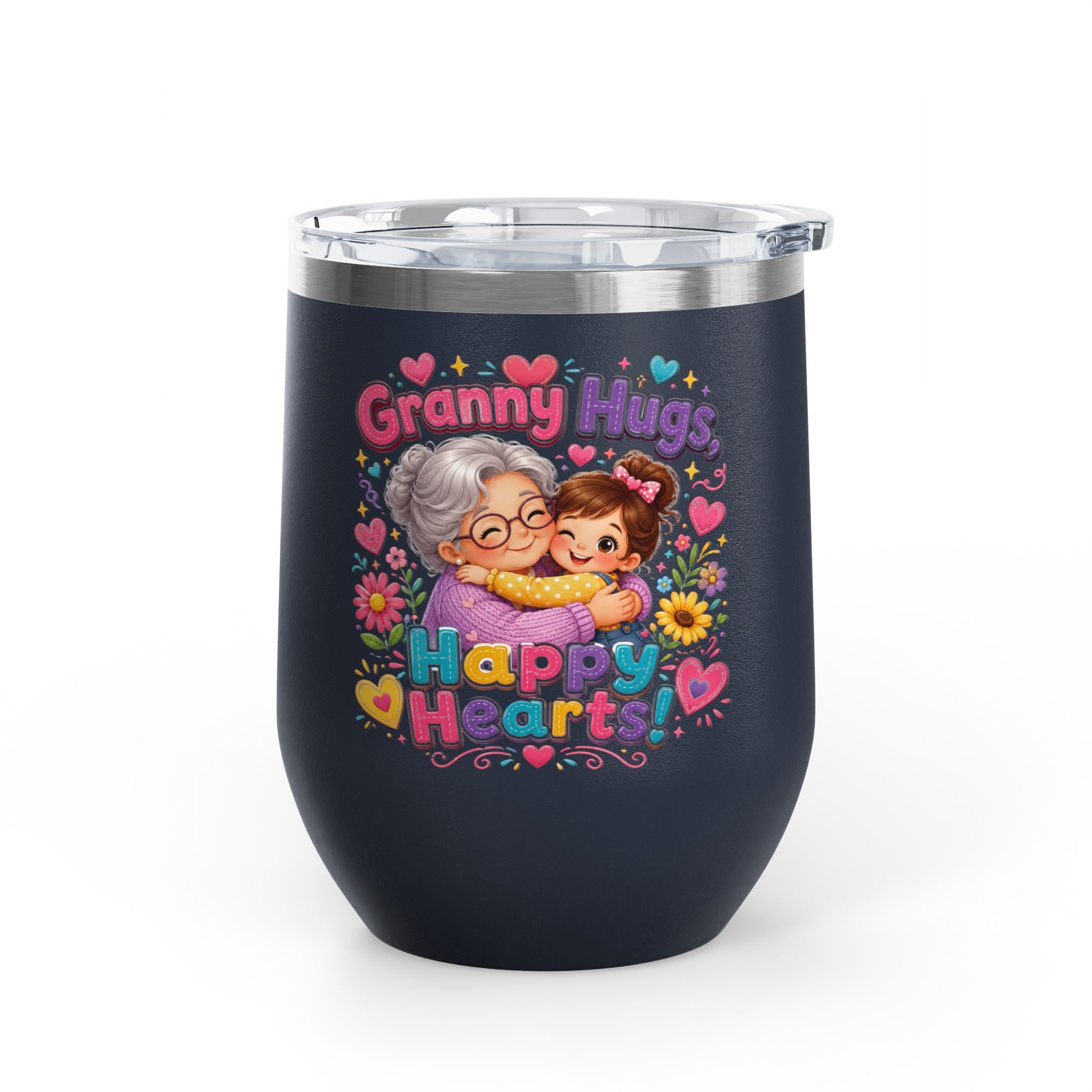 Granny Hugs Happy Hearts 12oz Tumbler — Cute Grandma & Grandchild Gift