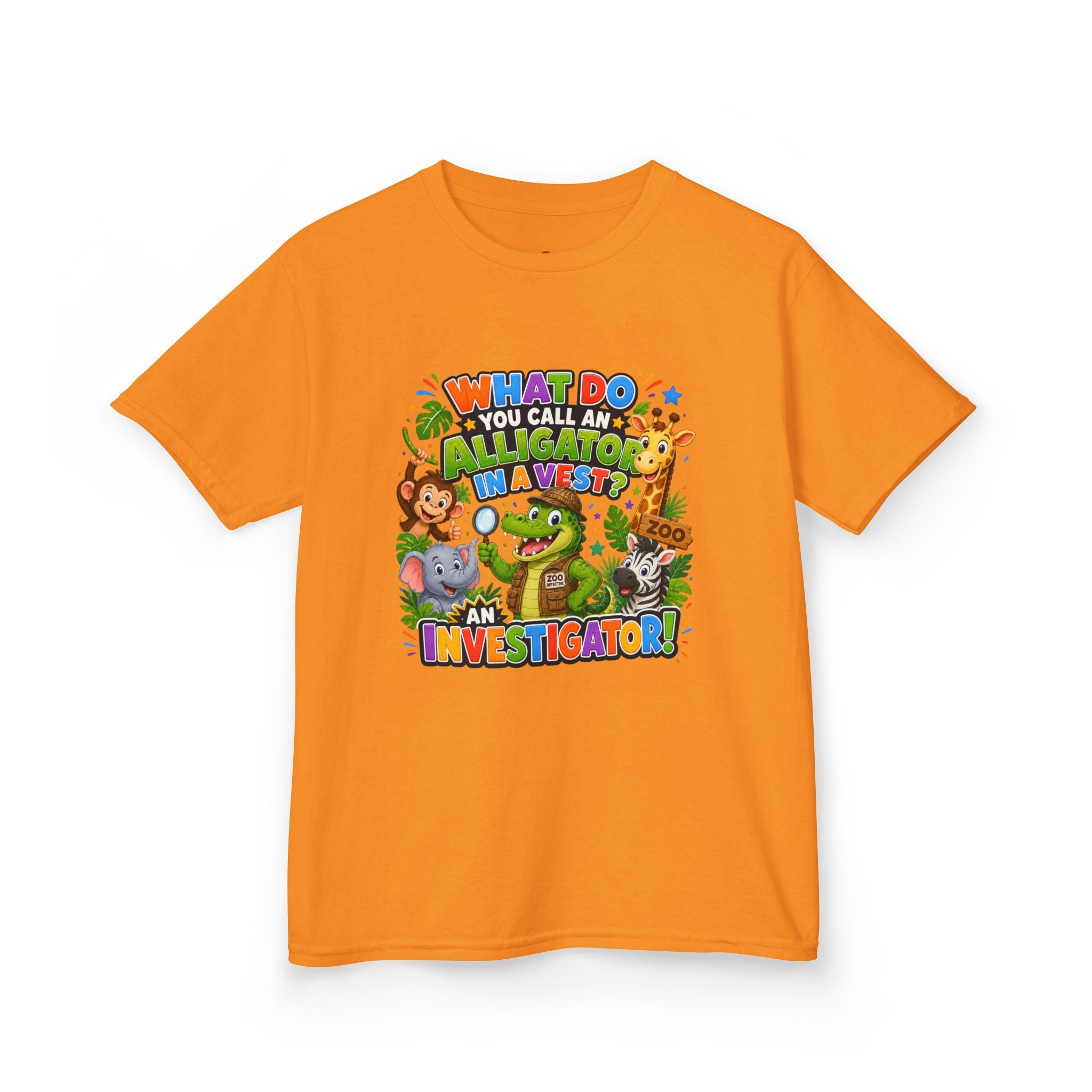 What Do You Call An Alligator? Investigator Kids T-Shirt | Cute Jungle Animals Puzzle