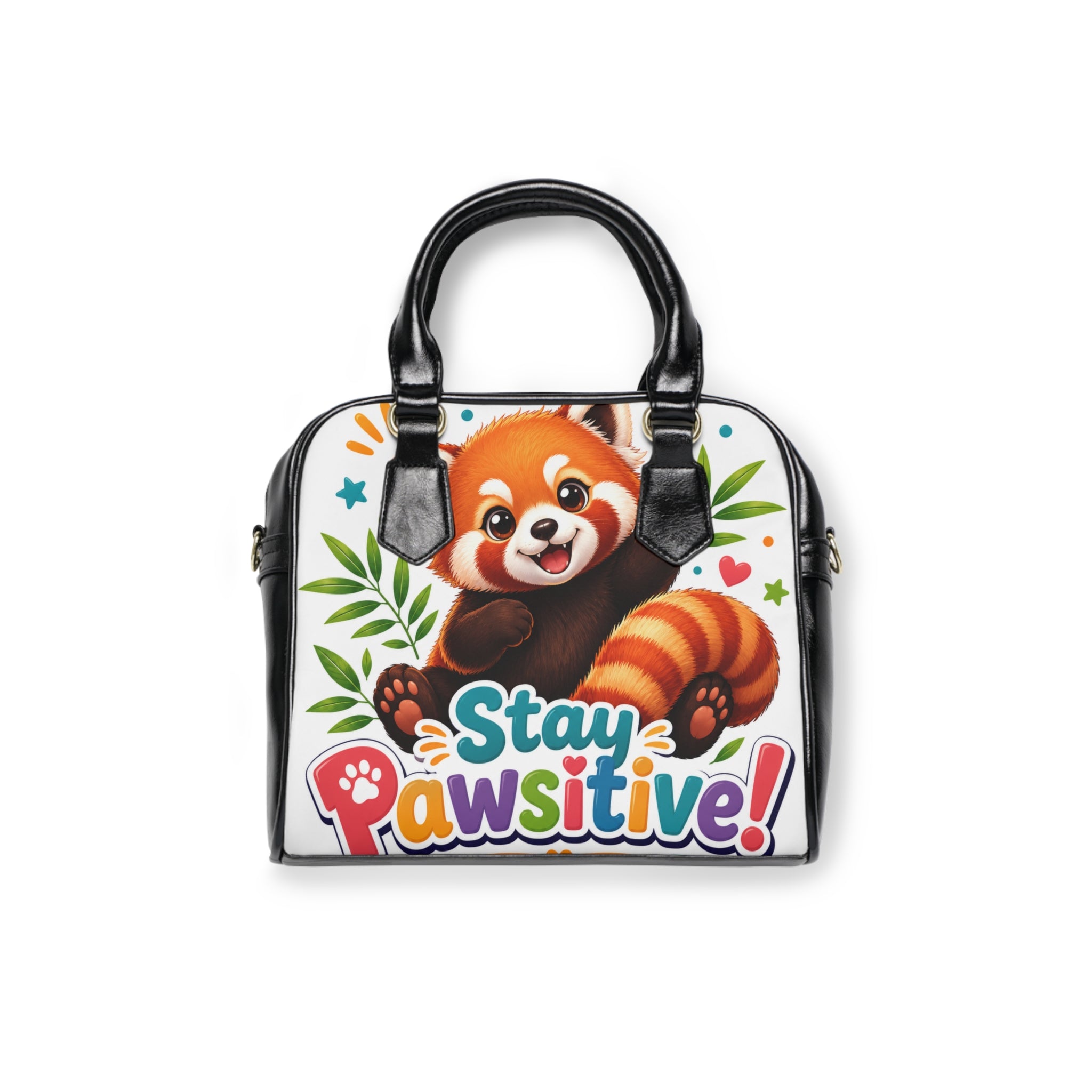 Stay Pawsitive Red Panda Shoulder Handbag — Cute Animal Tote for Women & Kids