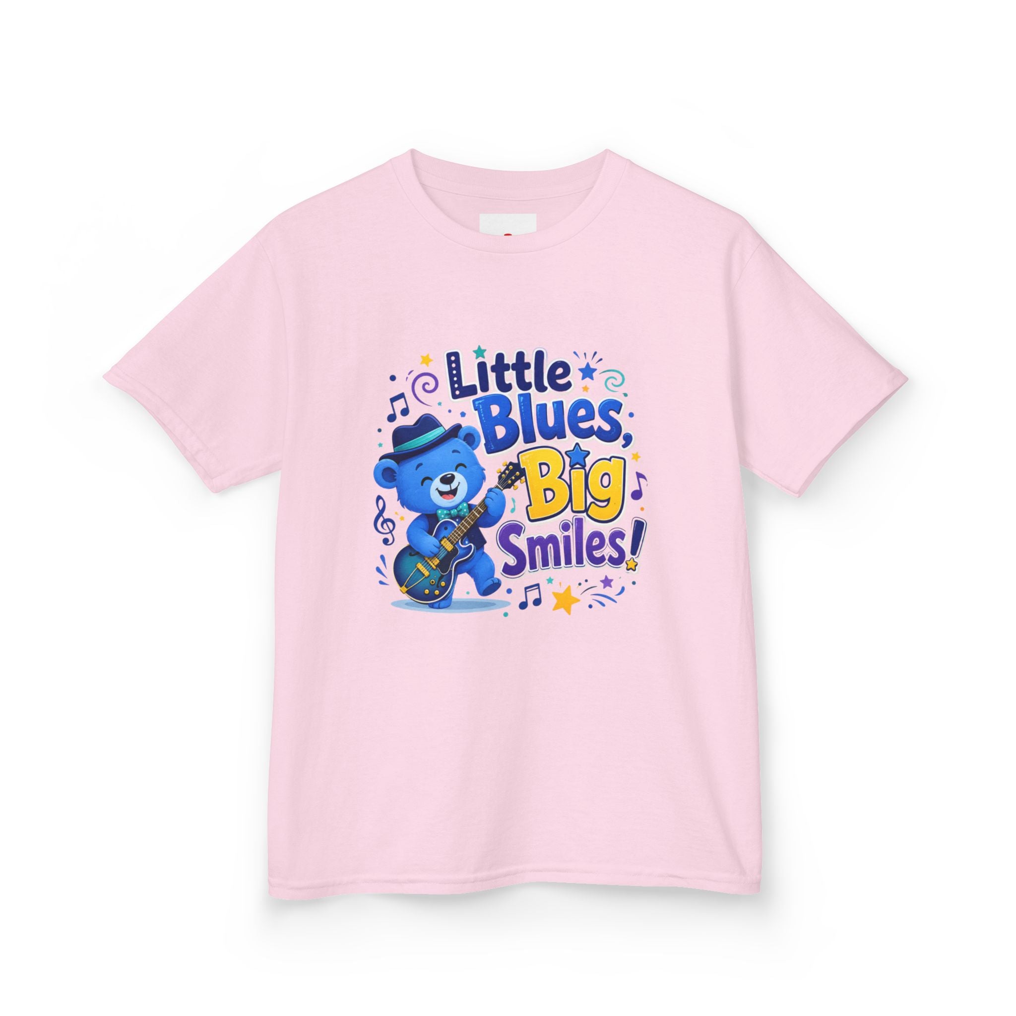 Kids Tee — "Little Blues, Big Smiles!" Guitar-Bear Graphic