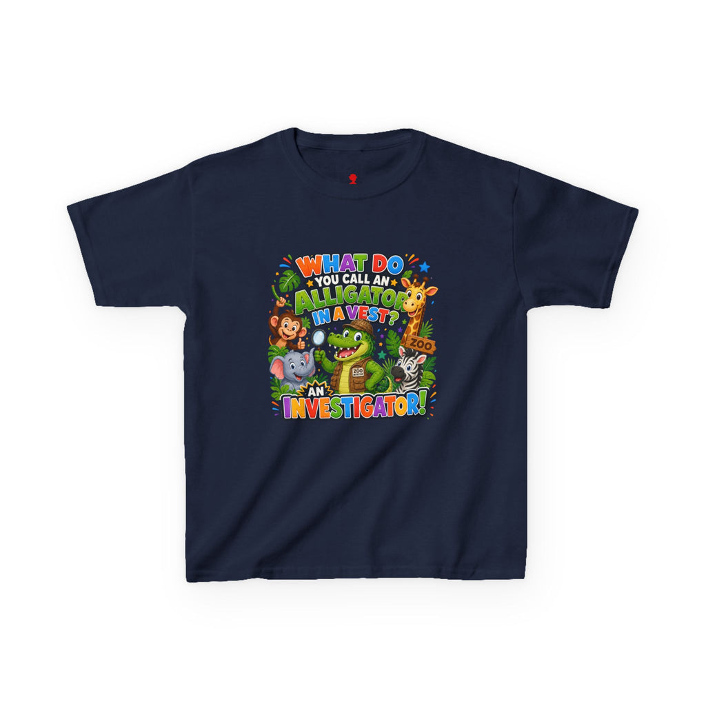 What Do You Call An Alligator? Investigator Kids T-Shirt | Cute Jungle Animals Puzzle