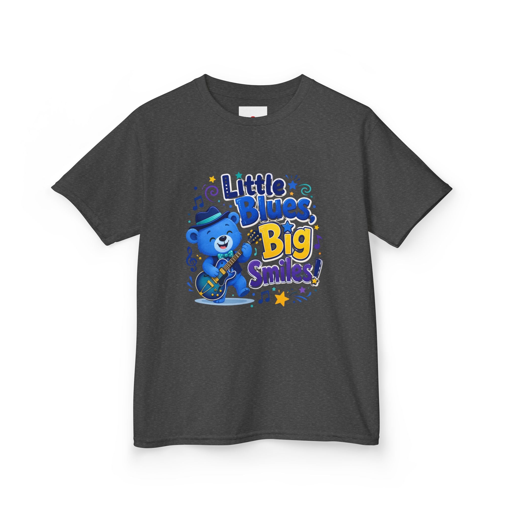 Kids Tee — "Little Blues, Big Smiles!" Guitar-Bear Graphic