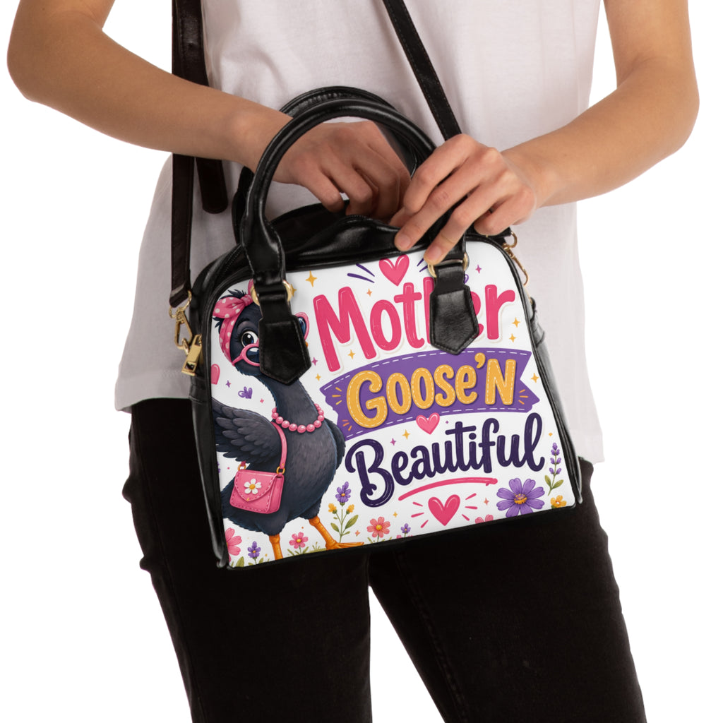 Shoulder Handbag — "Mother Goose'n Beautiful" Illustrated Tote for Moms