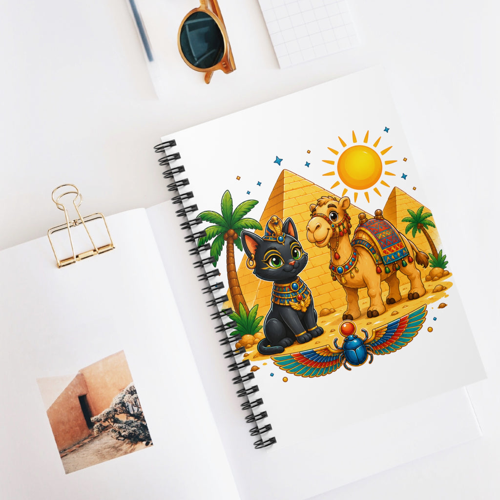 Egyptian Cat and Camel Spiral Notebook | Ruled Journal