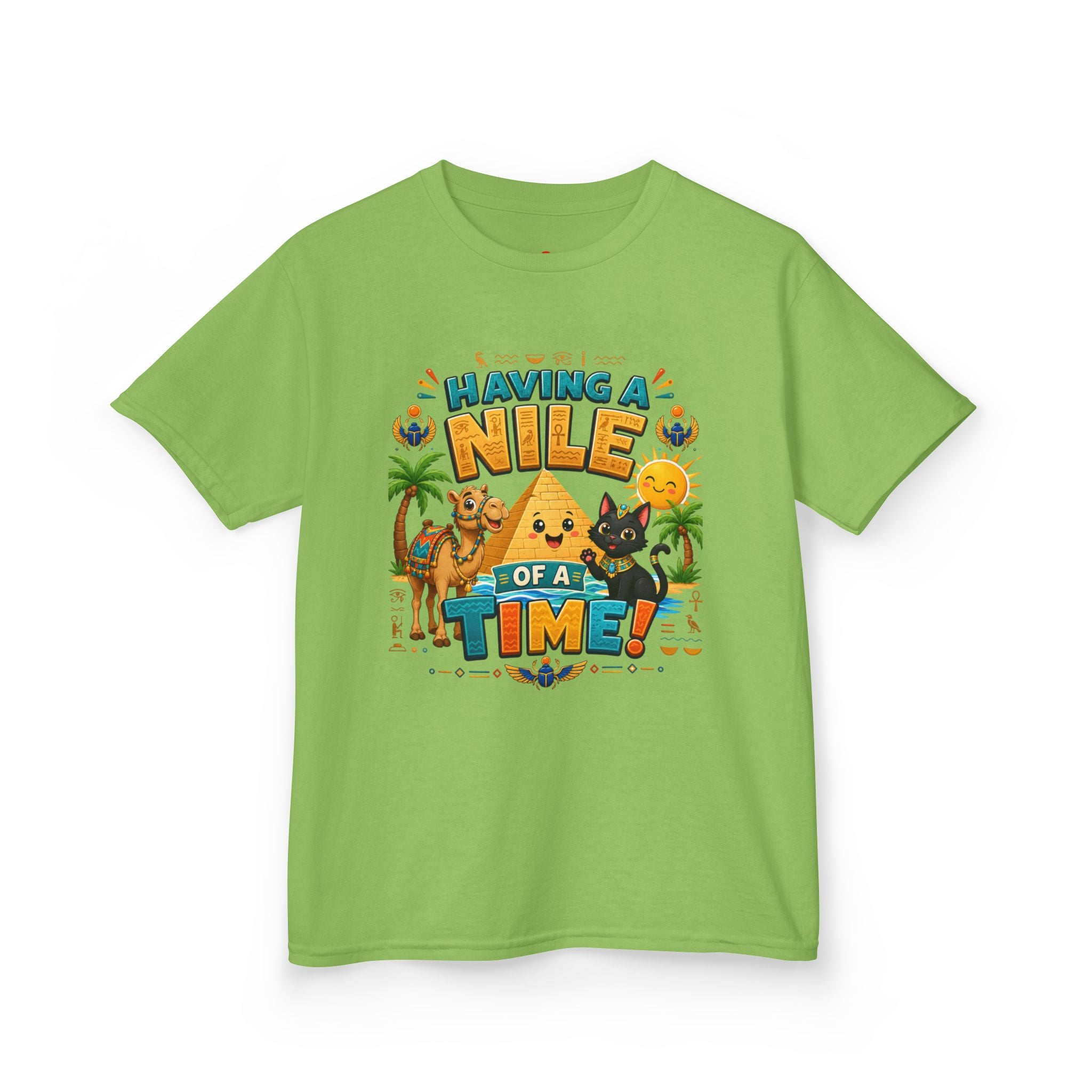 Having a Nile of a Time Kids Tee | Camel Pyramid Desert Cartoon