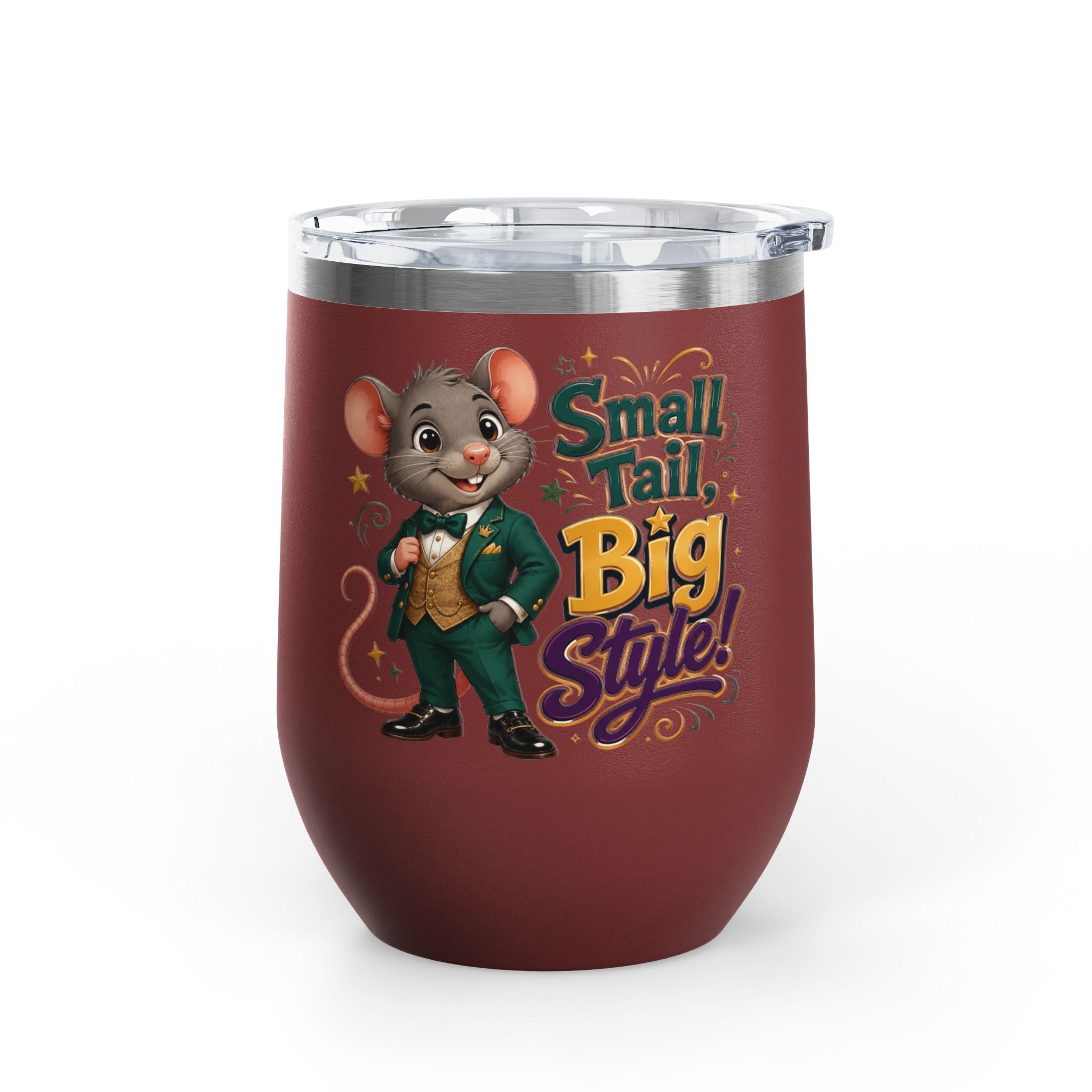"Small Tail, Big Style!" Cute Mouse 12oz Insulated Cup