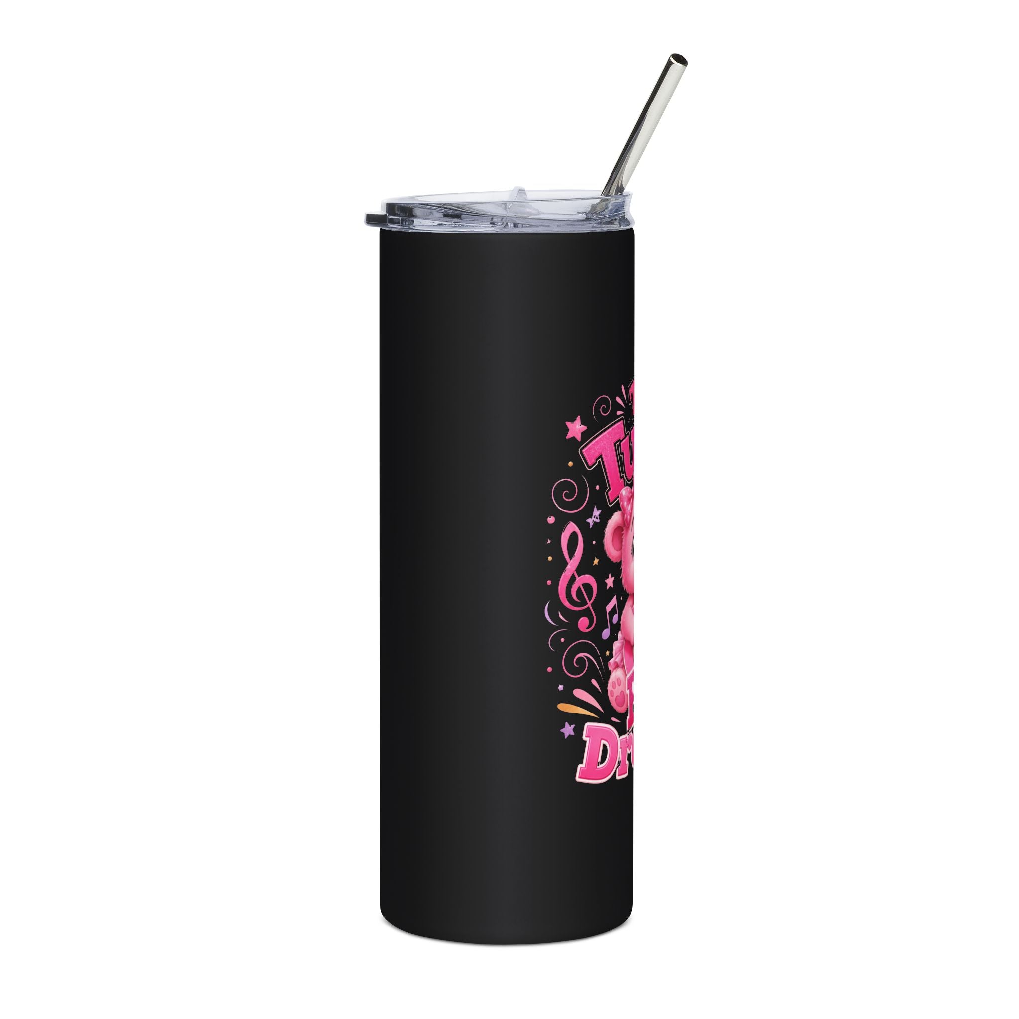 Tumbler — "Tiny Tunes, Big Dreams" Pink Bear 20oz Stainless Steel Travel Cup
