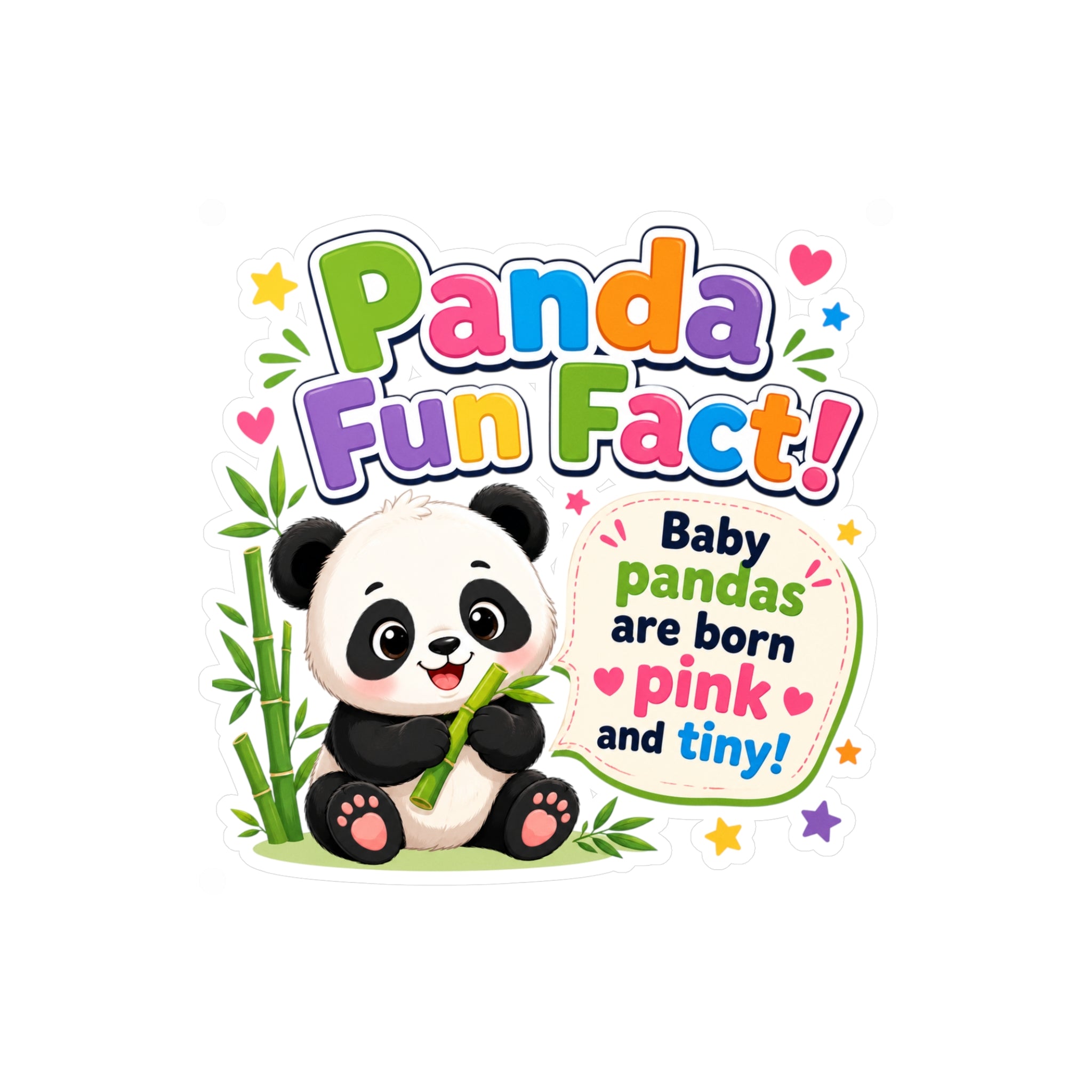 Panda Fun Fact! Kiss-Cut Vinyl Sticker — Cute Baby Panda Design